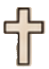 A white wooden cross on a light background.