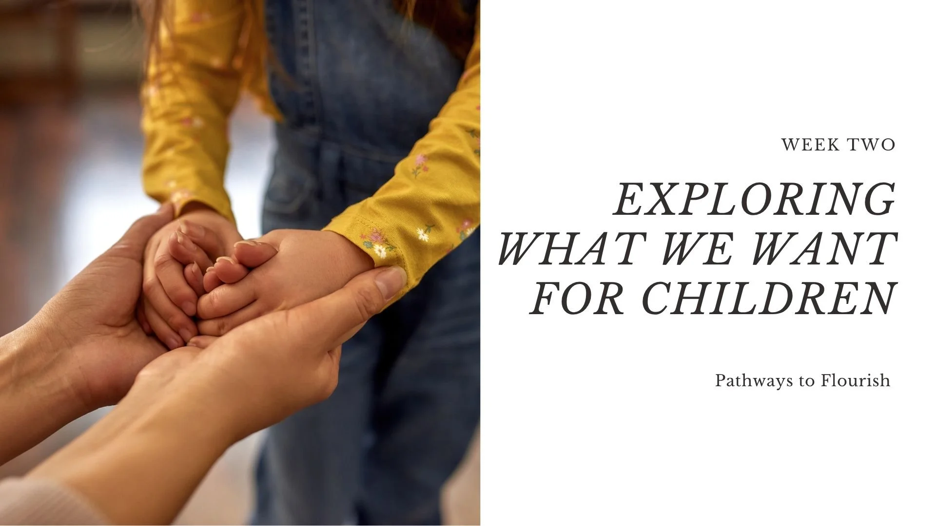 Week 2 of the Pathways to Flourish parenting course – exploring what we really want for our children and what helps them flourish.