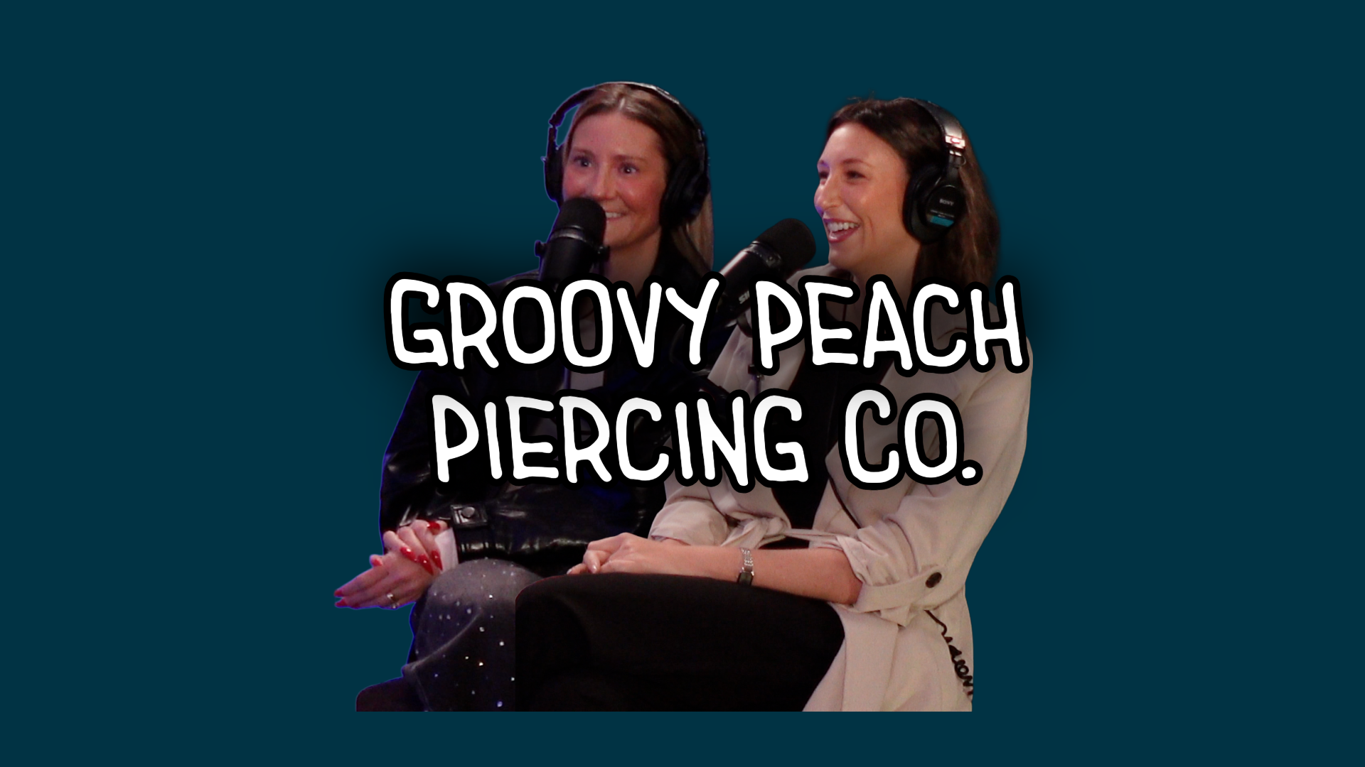 Portrait of Groovy Peach founders, Lindsey and Hailey, as a guests on the Where To Get Started podcast