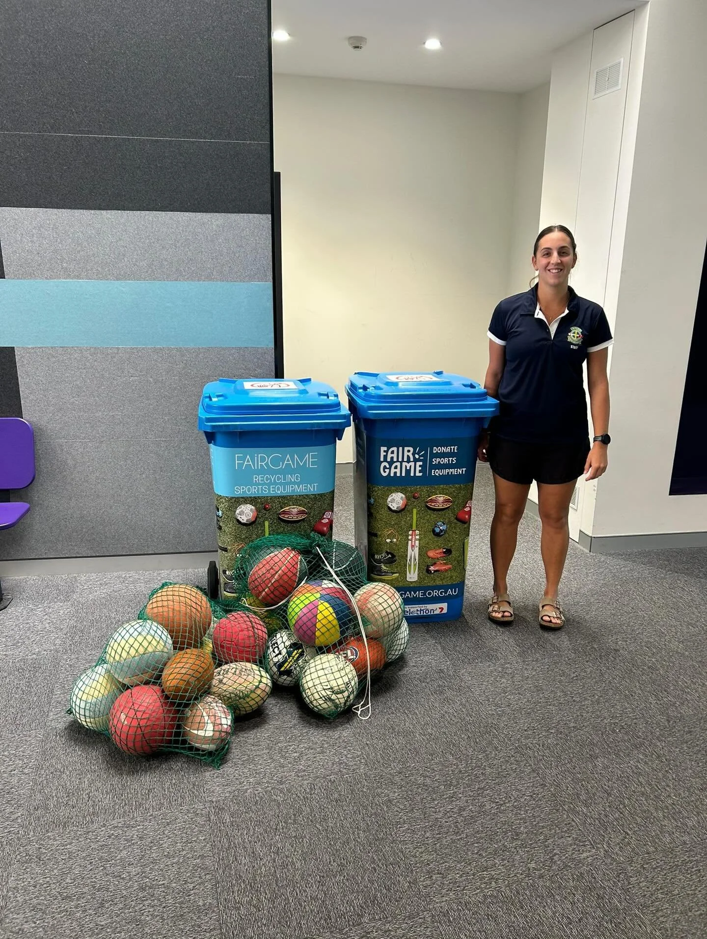 A huge shout out to Fair Game volunteer Bianca D&rsquo;Ortona for this amazing haul of donations for our Equip for Sport program 💪🏽 Bianca is a Health &amp; Physical Education teacher at Kolbe Catholic College and kindly arranged for the school com
