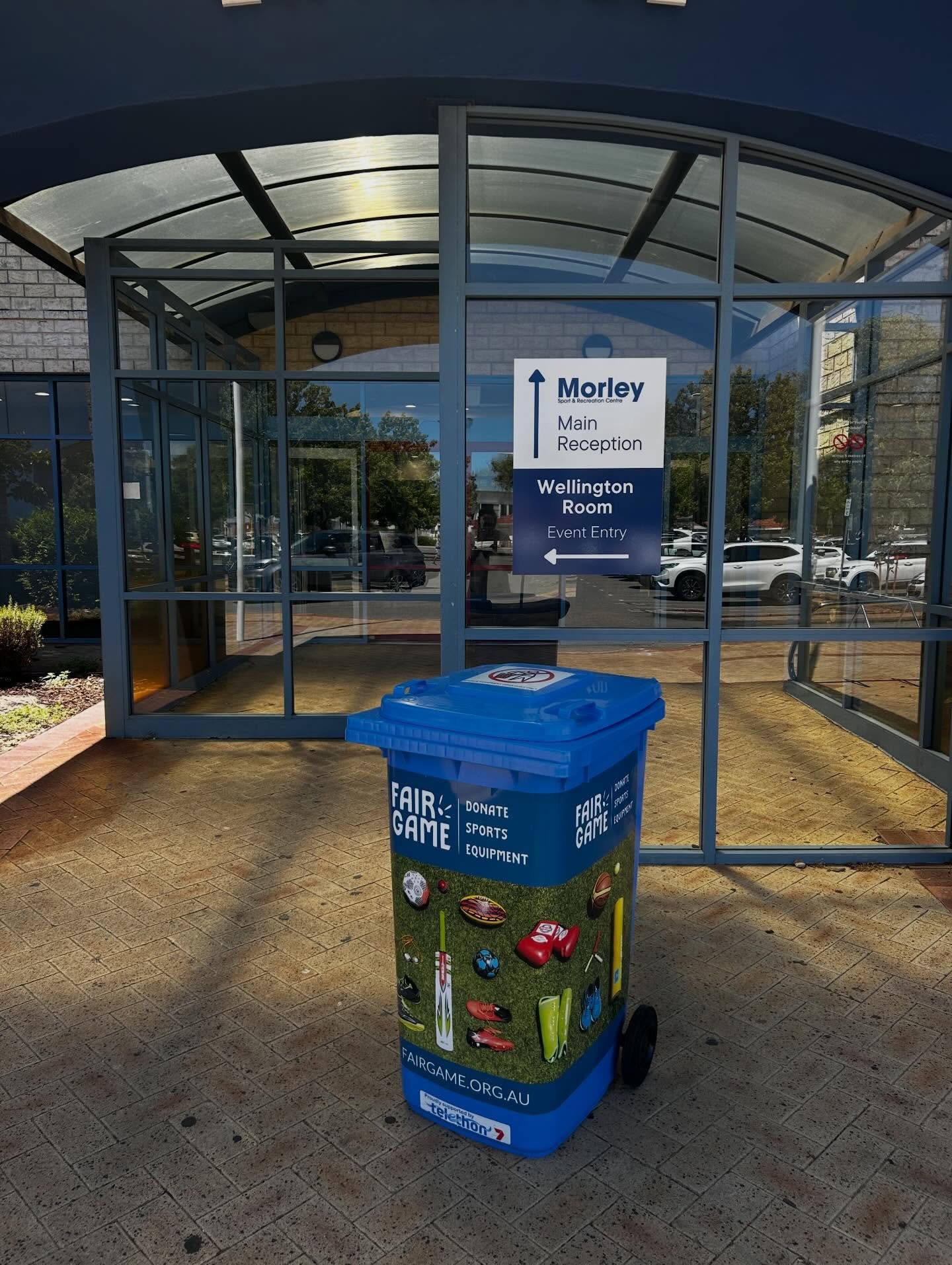 A big shout out to our friends at @morleysportrecreation for hosting a donation bin for us! 🥰 You can drop your pre-loved sports equipment into this bin to support our Equip for Sport program - helping those in need to participate in sport! 💪🏽 You