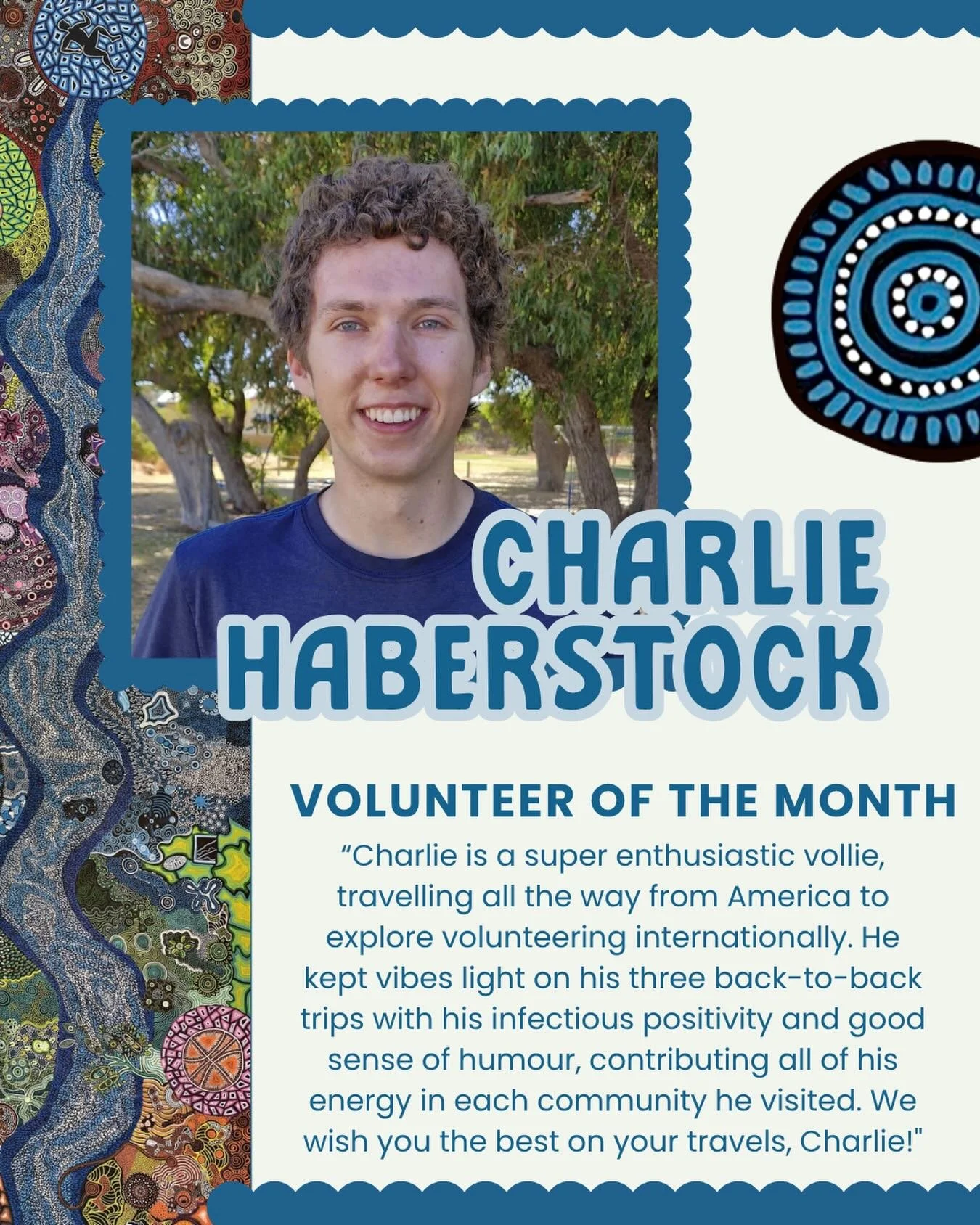 ⭐️ VOLUNTEER OF THE MONTH - Charlie Haberstock!⭐️ 🤸🏽&zwj;♀️ Last year we were contacted by Charlie who is currently completing the prestigious Thomas J. Watson Fellowship over 2025/26 and has seen him travel all over the world as a volunteer &heart