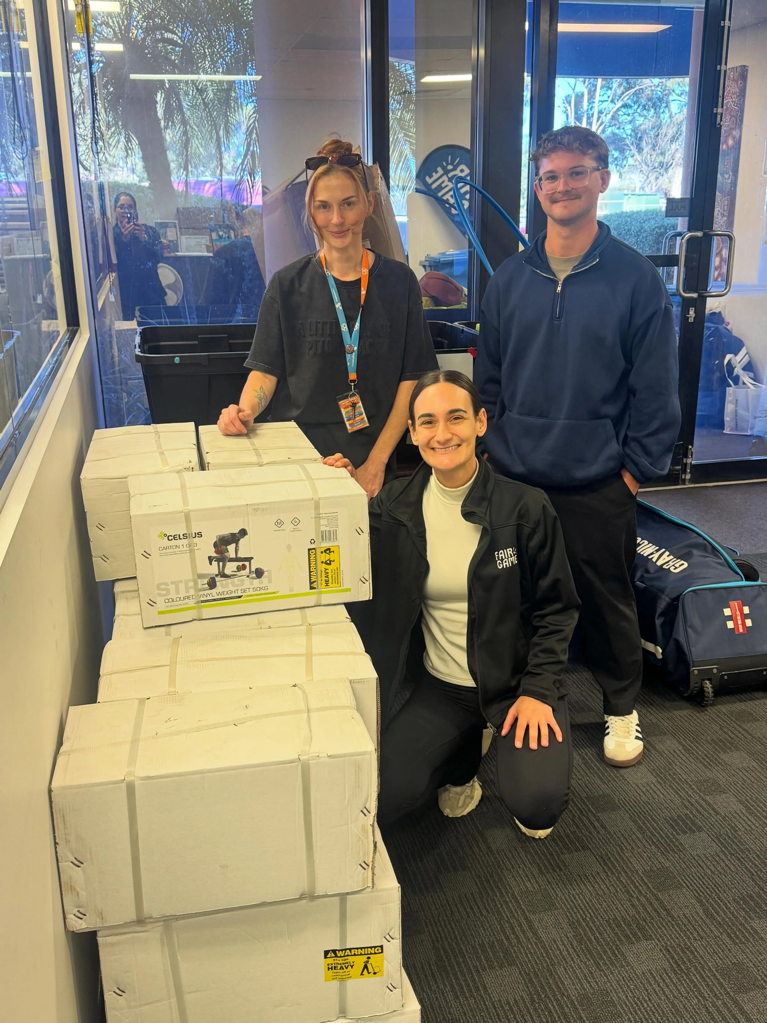 The weight-ing game is over! 🫣 A huge thank you to @anglicarewa for this haul of brand new weight sets, gifted to our Equip for Sport program 🥰 However they did not last long, heading straight out the door to be used by those in need 💪🏽 Shout out