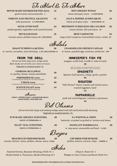 Menu — Old Bush Inn