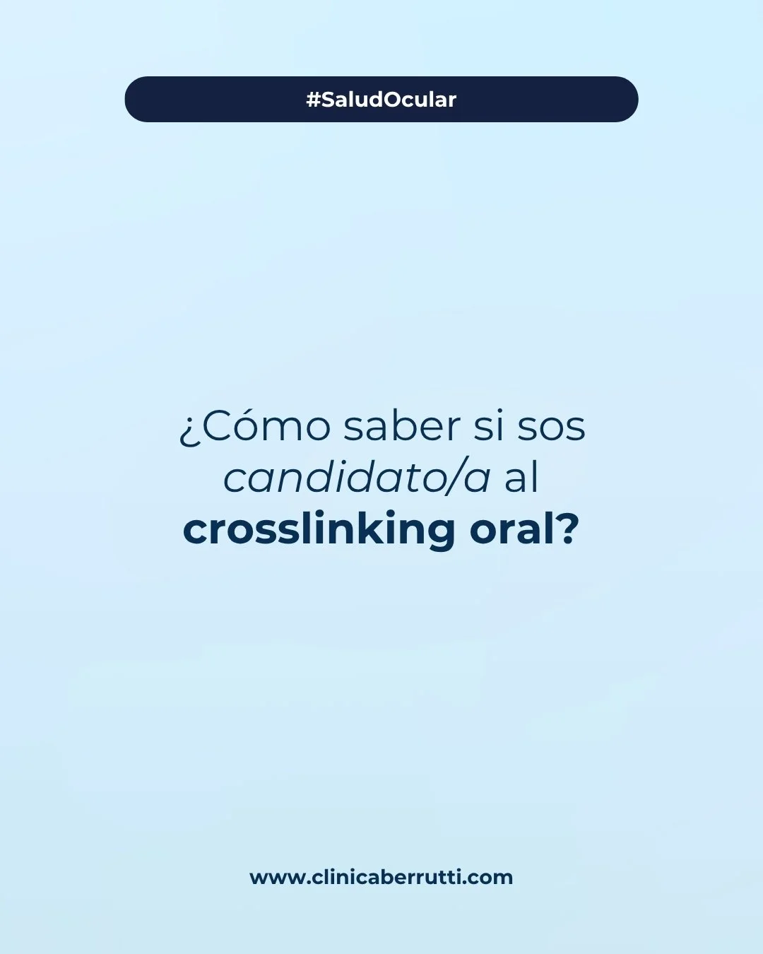 Despu&eacute;s del anuncio del crosslinking oral, la pregunta que m&aacute;s nos hicieron fue esta: &iquest;soy candidato?
La respuesta corta es: depende de tu caso particular. Te contamos, en t&eacute;rminos generales, qu&eacute; se eval&uacute;a pa