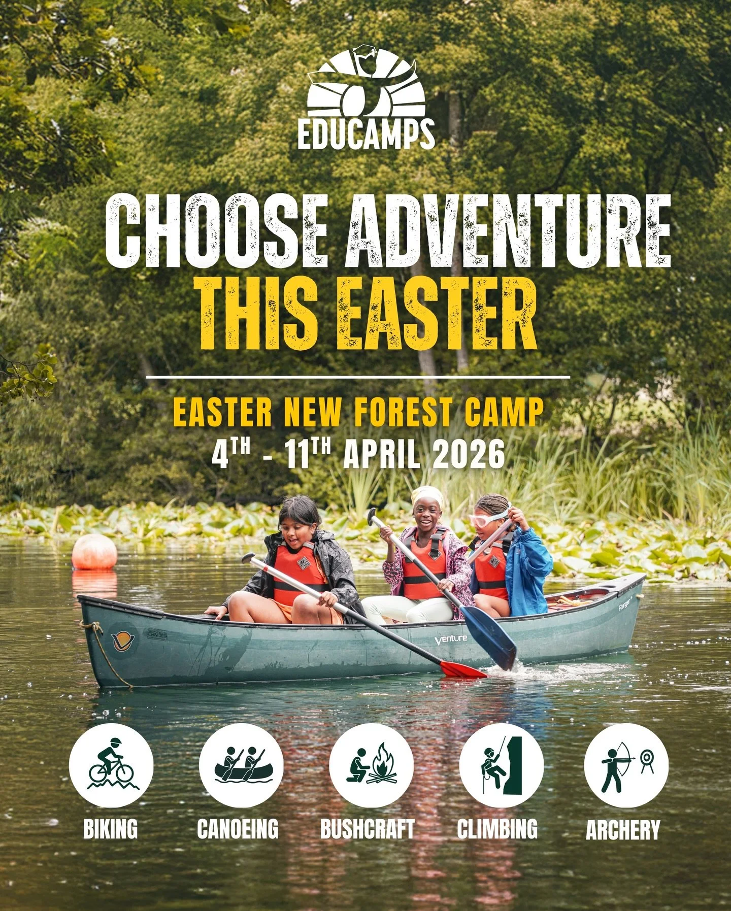If your teen loves adventure, they&rsquo;ll LOVE this.

Our Easter New Forest Camp (4&ndash;11 April 2026) is a 7-day residential adventure in the heart of the New Forest for ages 12&ndash;17.

Canoeing 🛶 Climbing 🧗&zwj;♀️ Archery 🏹 Bushcraft 🏕️
