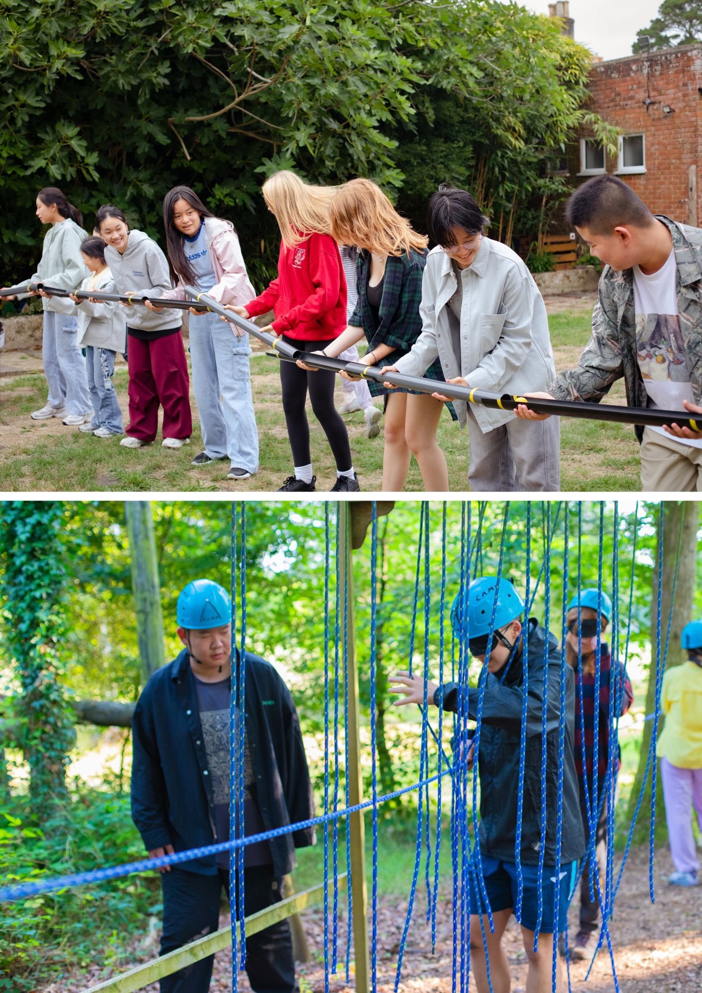 Our international students doing team building exercises and outdoor activities