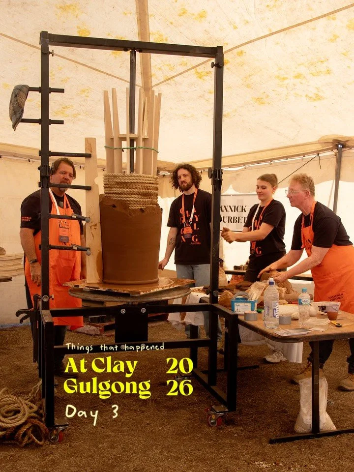 Another great day at Clay Gulgong!
Many beautiful things happened, but one very exciting in particular: I was eager to slap some clay on one of @fourbetyannick giant pots and IT HAPPENED!!!
Crazy fun 😂😂

We&rsquo;ve also had the opportunity to hear
