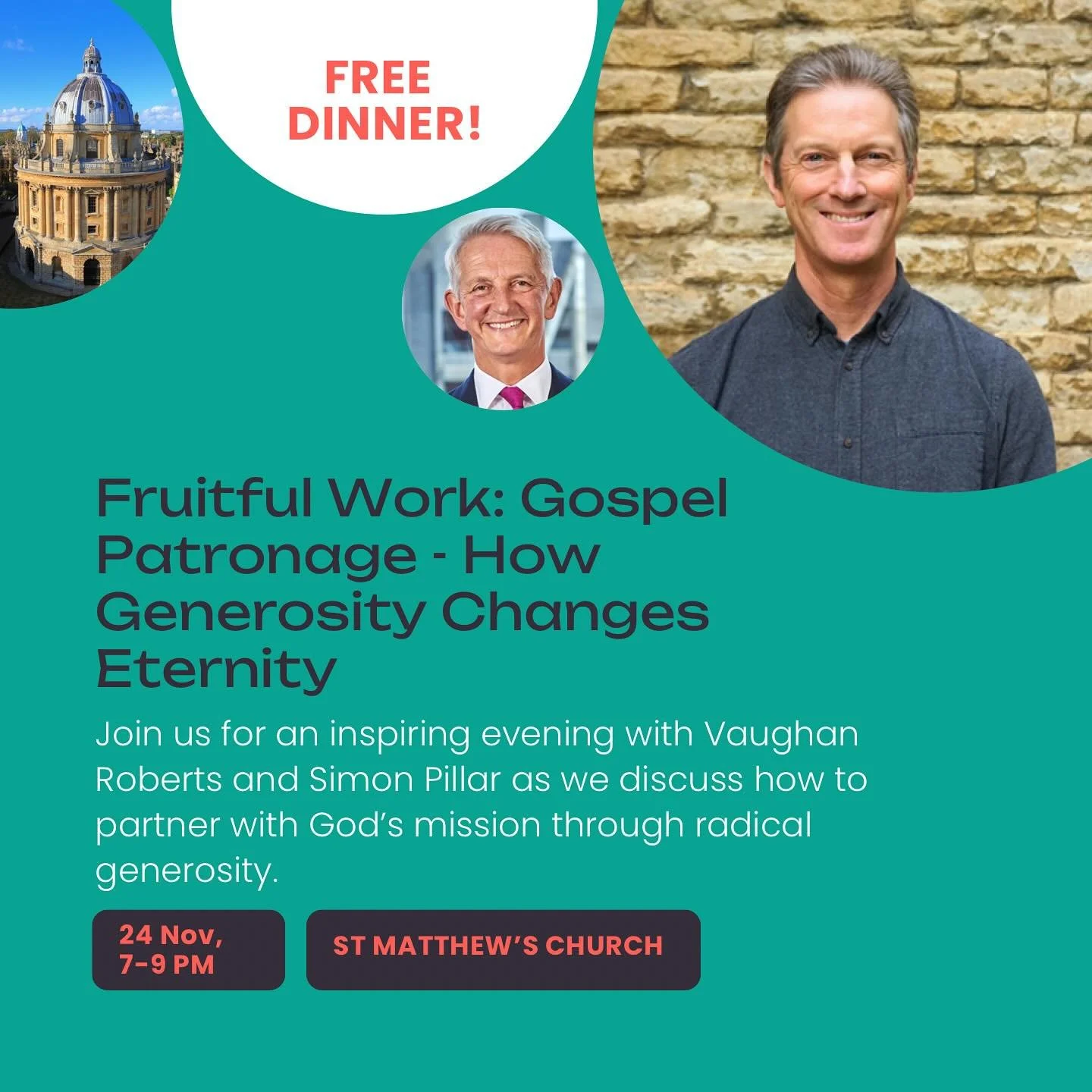 📣 CALLING OXFORD STUDENTS! 📣 FREE DINNER 🍽️

🔥Ever wondered how you can use your career and resources to partner with God&rsquo;s mission?🔥

Join us on Monday, 24th November at St Matthew&rsquo;s Church, Oxford, from 7&ndash;9 PM for an inspirin