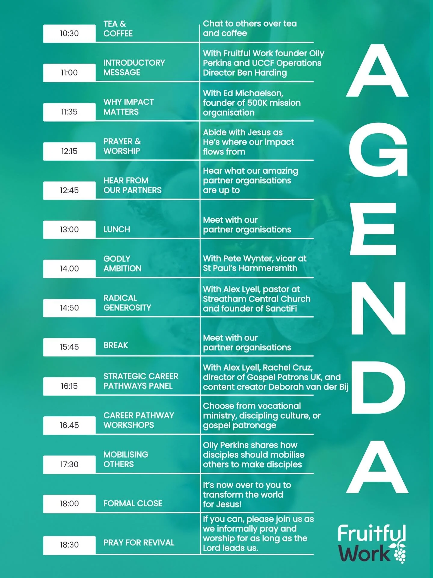 📣 CHECK OUT THE AGENDA FOR THIS SATURDAY! SIGN UP NOW IN BIO! 📣

What session are you most looking forward to? ✍️ ⬇️ 

🗓️ Saturday 10th January
📍 Hope Church, Vauxhall
⏰ 11:00&ndash;6:30 PM (doors open 10:30 AM)
🎟️ Tickets &pound;30
🍽️ Pastries
