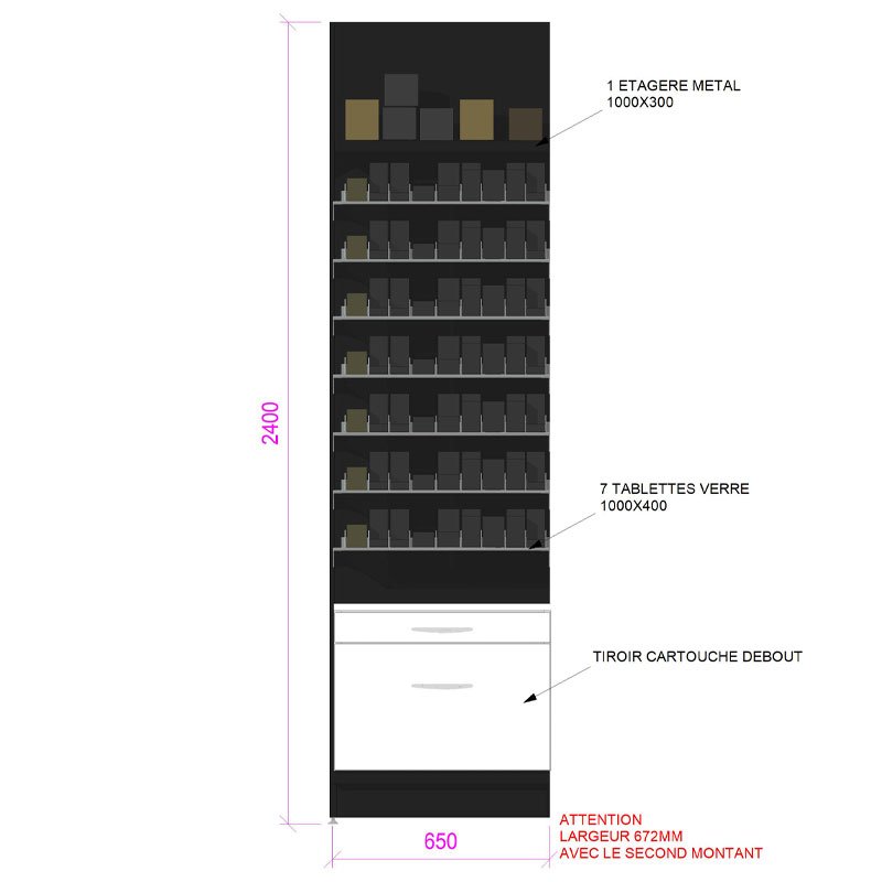 MM002-meuble-mural-linéaires-tabac-7-niveaux-verre-base-noir-coloris-blanc-vue-face-a2m-diffusion.jpg