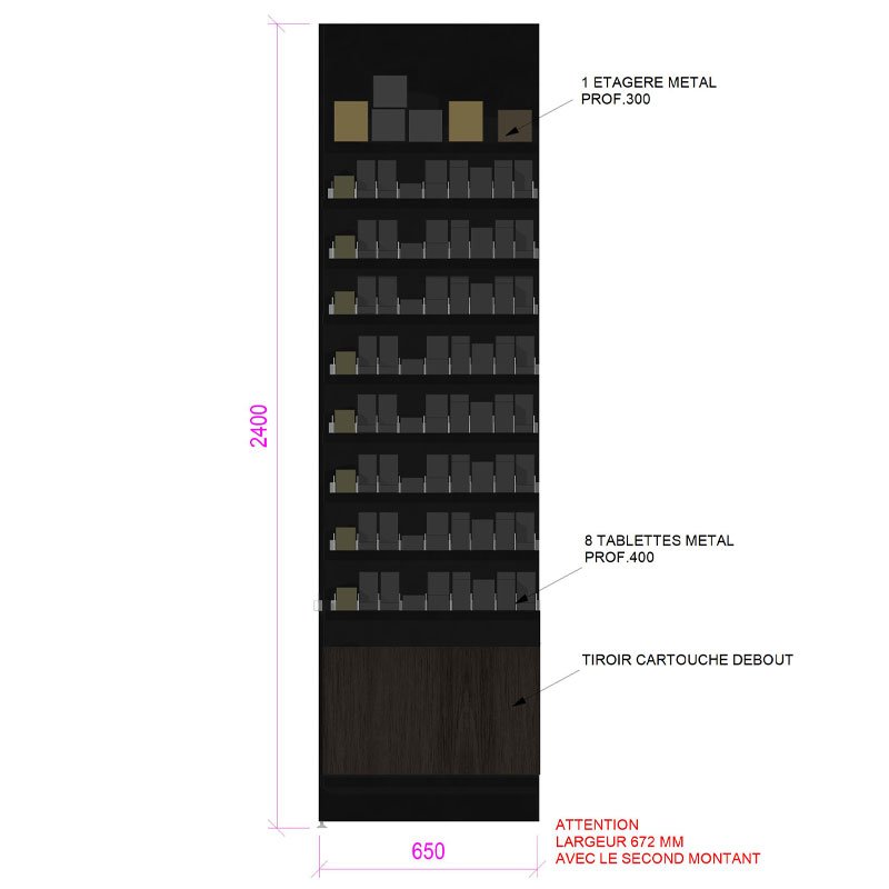 MM004-meuble-mural-linéaires-tabac-8-niveaux-métal-base-noir-coloris-fleetwood-brun-vue-face-a2m-diffusion.jpg