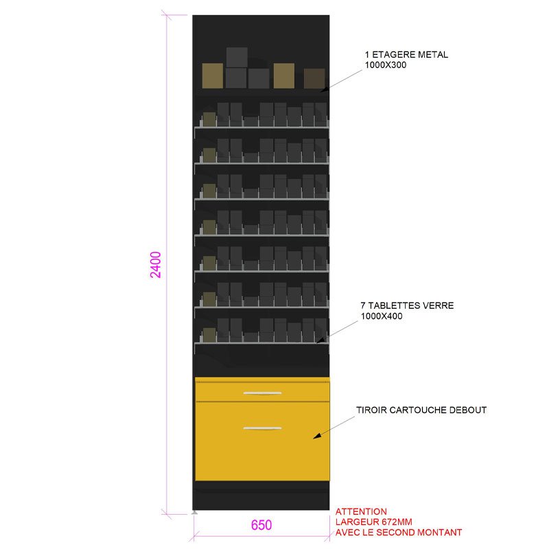 MM002-meuble-mural-linéaires-tabac-7-niveaux-verre-base-noir-coloris-jaune-curry-vue-face-a2m-diffusion.jpg