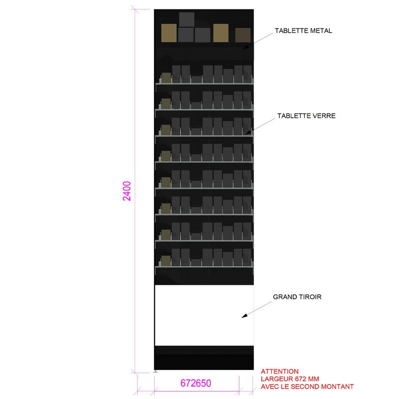 MM005-meuble-mural-linéaires-tabac-8-niveaux-verre-base-noir-coloris-blanc-vue-face-a2m-diffusion.jpg