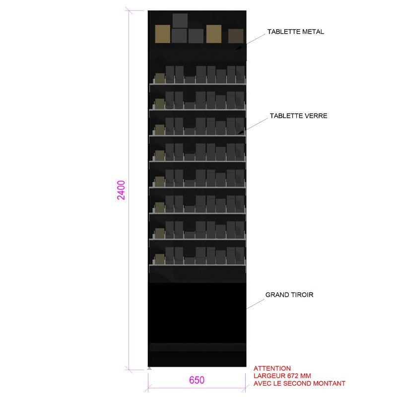 MM005-meuble-mural-linéaires-tabac-8-niveaux-verre-base-noir-coloris-noir-vue-face-a2m-diffusion.jpg