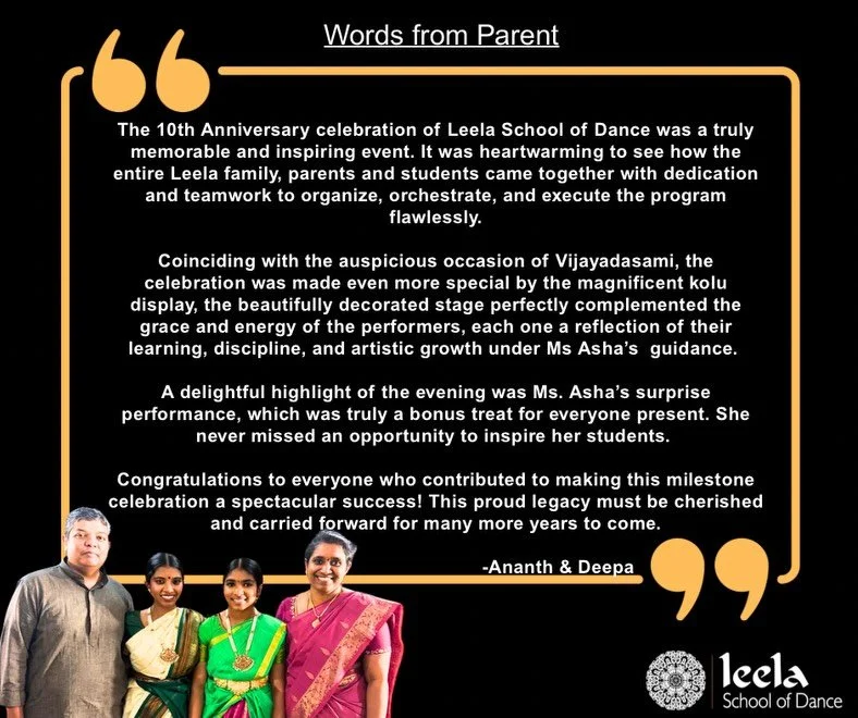 At Leela, our parents say it best, reminding us of the community that carries us forward. 
Today we spotlight the heartfelt reflections of the Anantharaman family.
