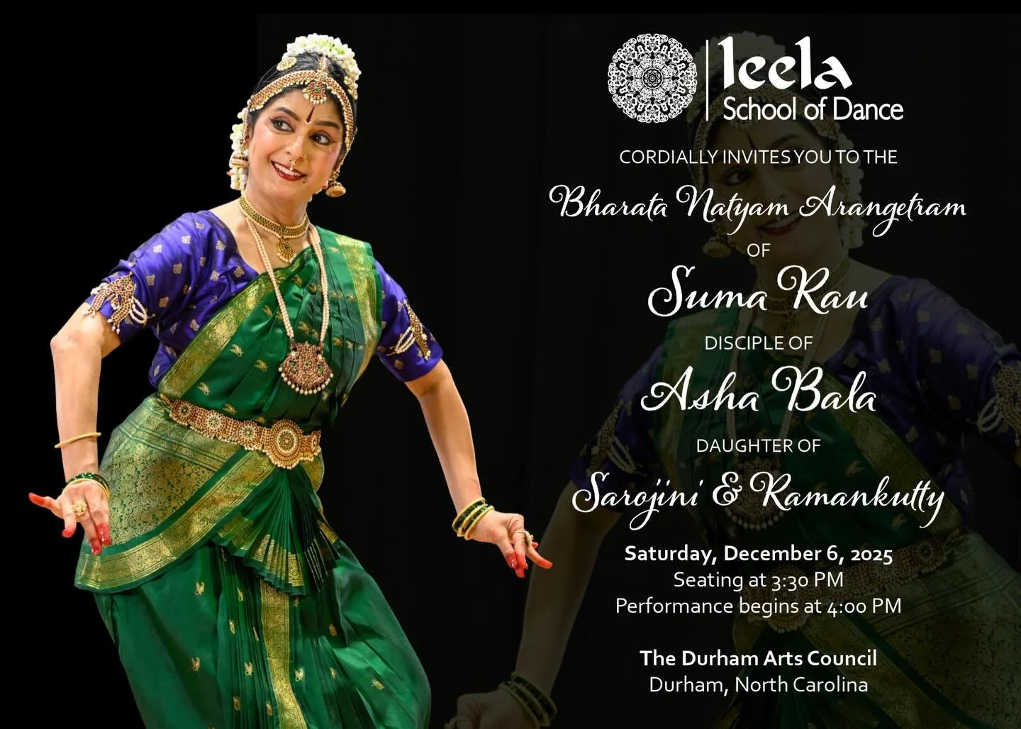 We at Leela are delighted to carry forward the meaningful Raja Rajeshwari tradition of visiting the temple before an Arangetram. Having the invitation blessed at the altar of Perumal and Shiva is a beautiful moment, surrounded by friends and family.
