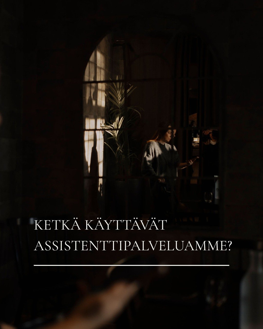 Tied&auml;tk&ouml;, ketk&auml; k&auml;ytt&auml;v&auml;t assistenttipalveluamme?

TEKIJ&Auml;T!

Tekij&auml;t hakevat selkeytt&auml; ja kumppanin, joka tekee sen mit&auml; lupaa.

He ovat ammattilaisia, jotka tiet&auml;v&auml;t, ett&auml; onnistuminen