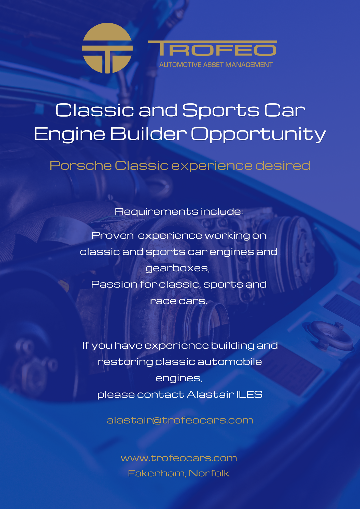 Classic and Sports Car Engine Builder job opportunity — Trofeo Cars