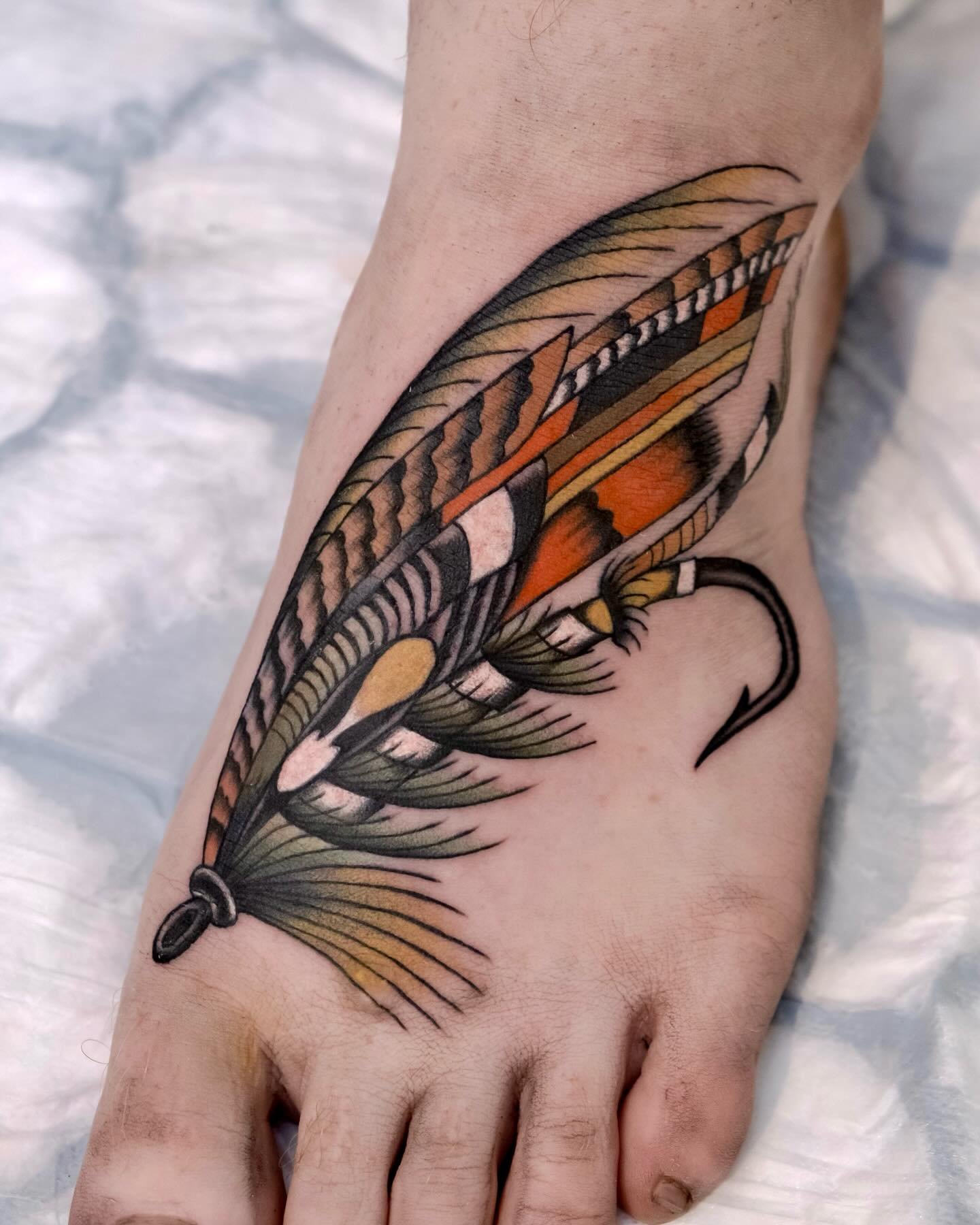 Salmon fly on @tattoo_sjur

Booking/info:
Booking@gonewest.org or 960 10 465

#gonewesttattoo #tattoo #stavanger #gonewest #norway #tatovering