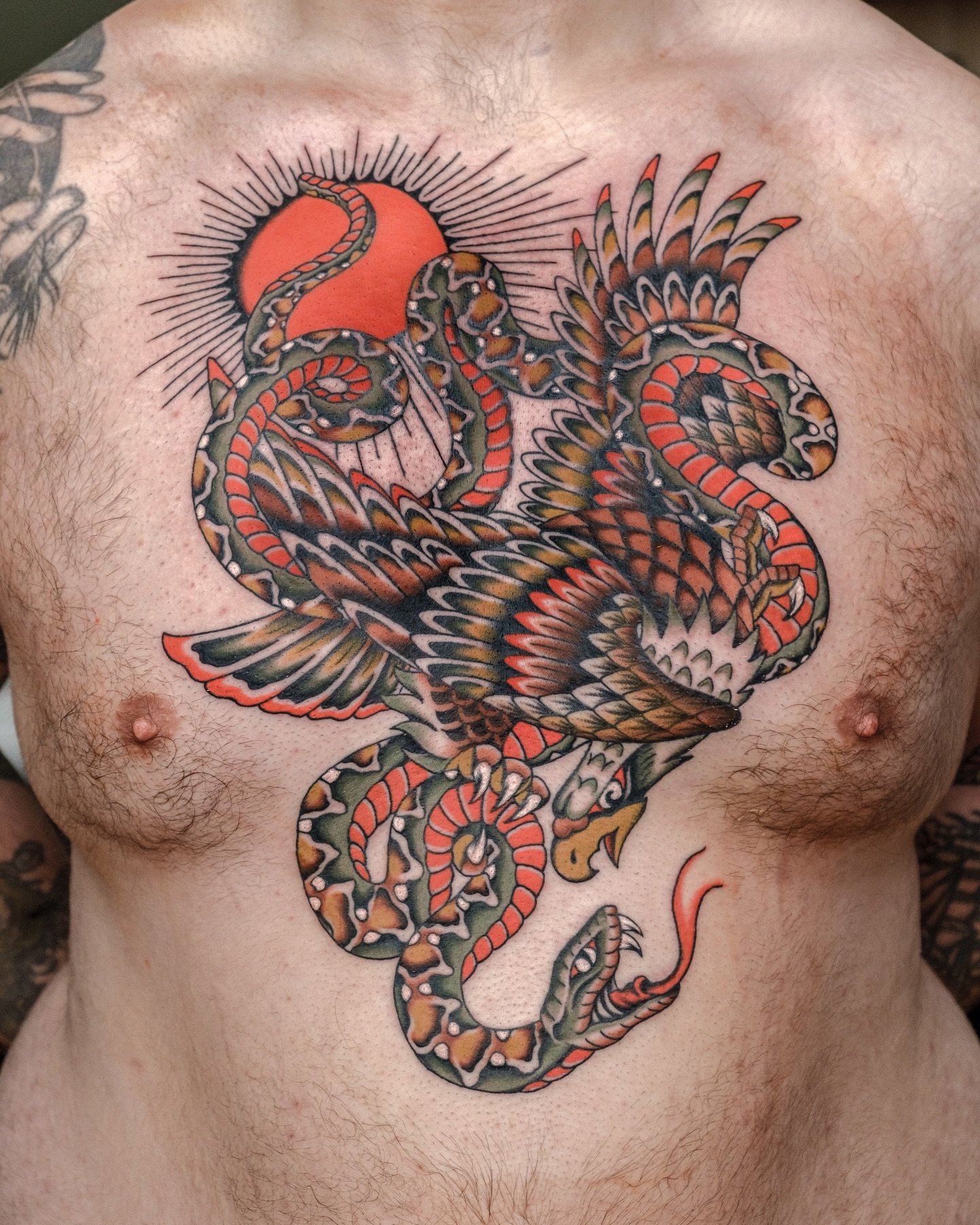 Booking &amp; Inquiries:
DM, contact @gonewesttattoo or email: gonewesttattoo@gmail.com
.
.
.
.
.
(ChatGPT suggestions for hashtags haha🤮)
#TraditionalTattoo #OldSchoolTattoo #AmericanTraditional #TradTattoo #TraditionalInk #ClassicTattoo #Tradition