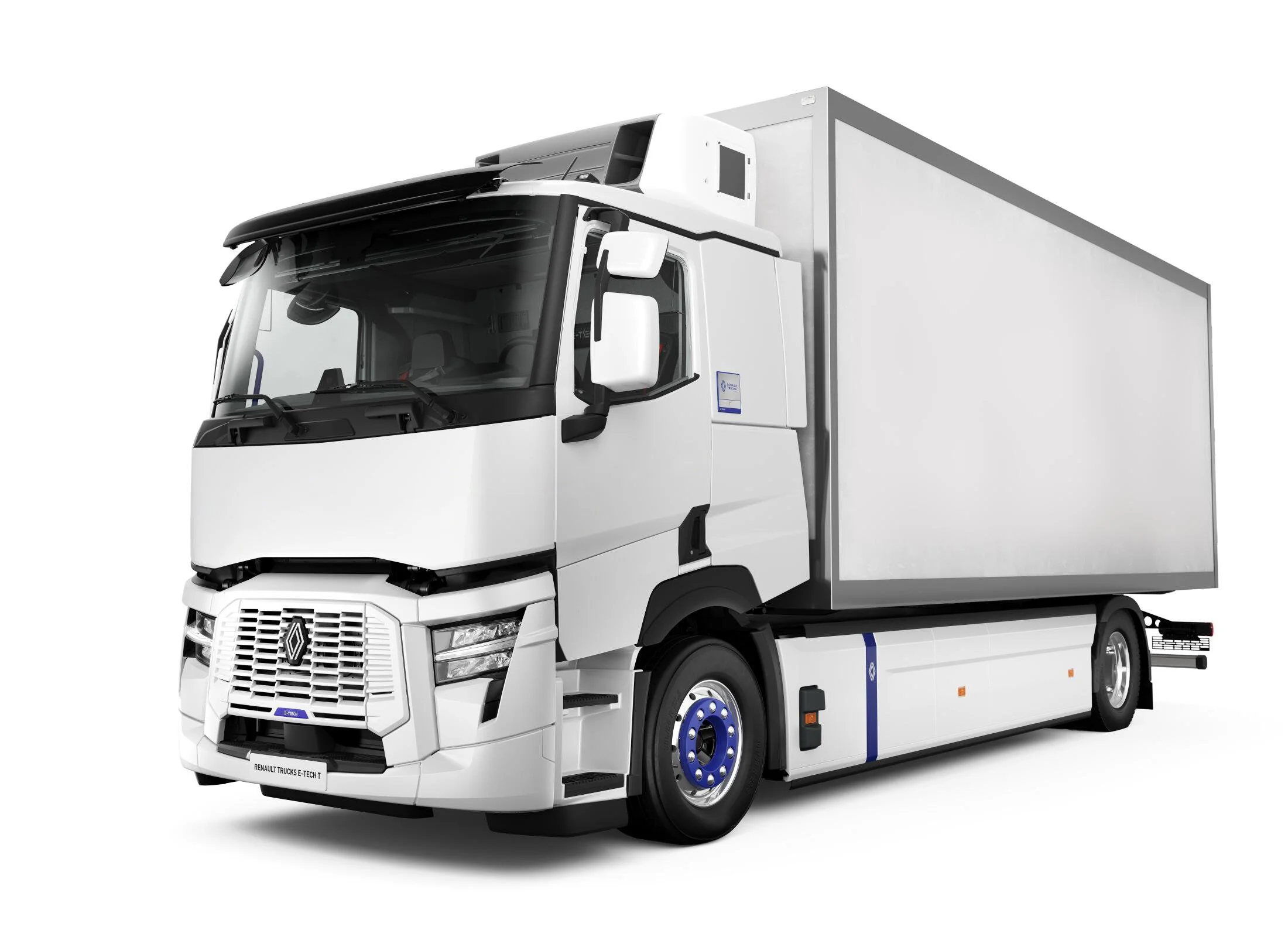 Renault Trucks E-Tech T Elektro-LKW mit Kofferaufbau für nachhaltigen Gütertransport und emissionsfreie Logistik.