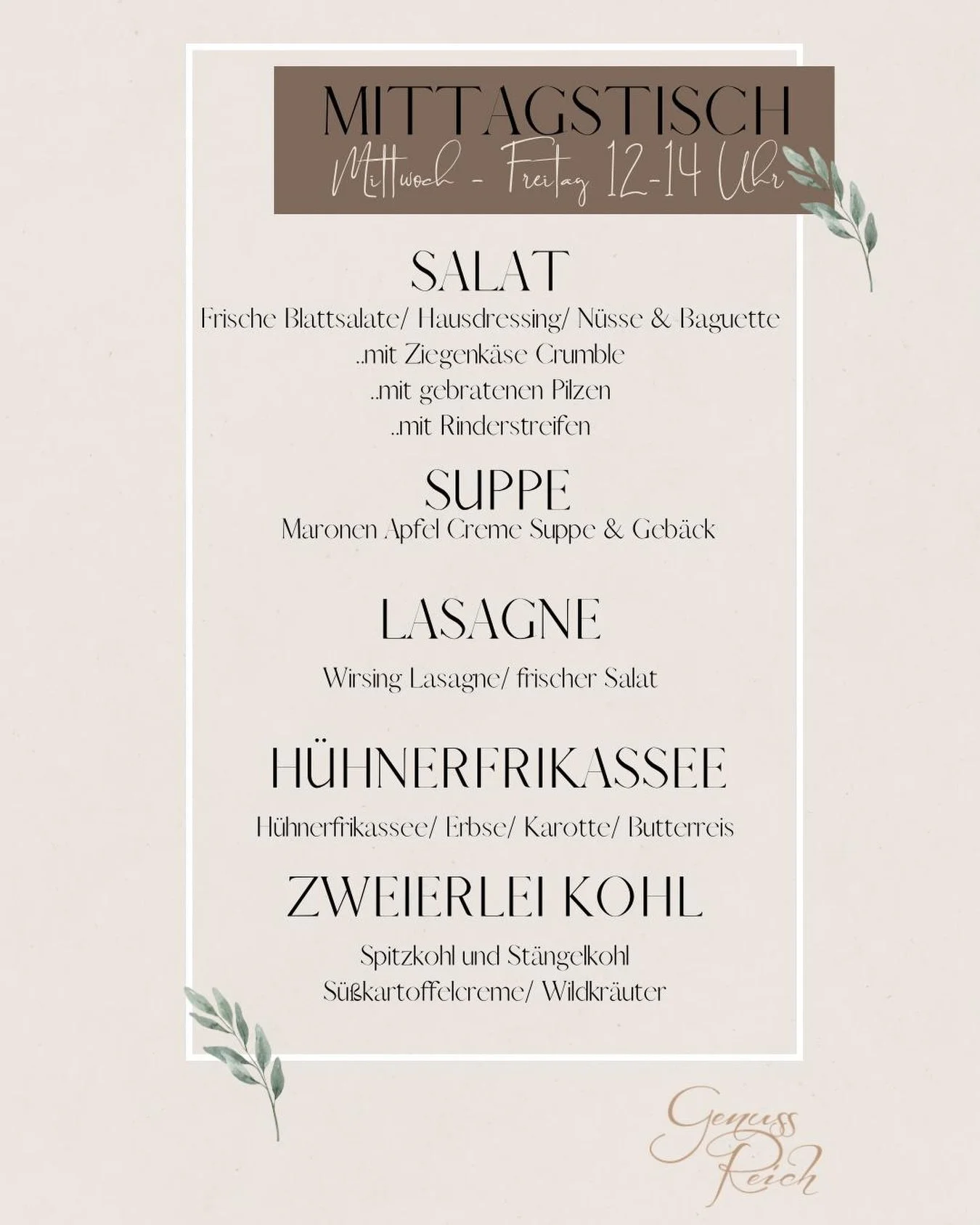 Mittagstisch ❤️

10. - 12.12.25 / 12 - 14Uhr

#mittagstisch #pause #lecker #frisch #genuss #lunch #genussreichseligenstadt #seligenstadt