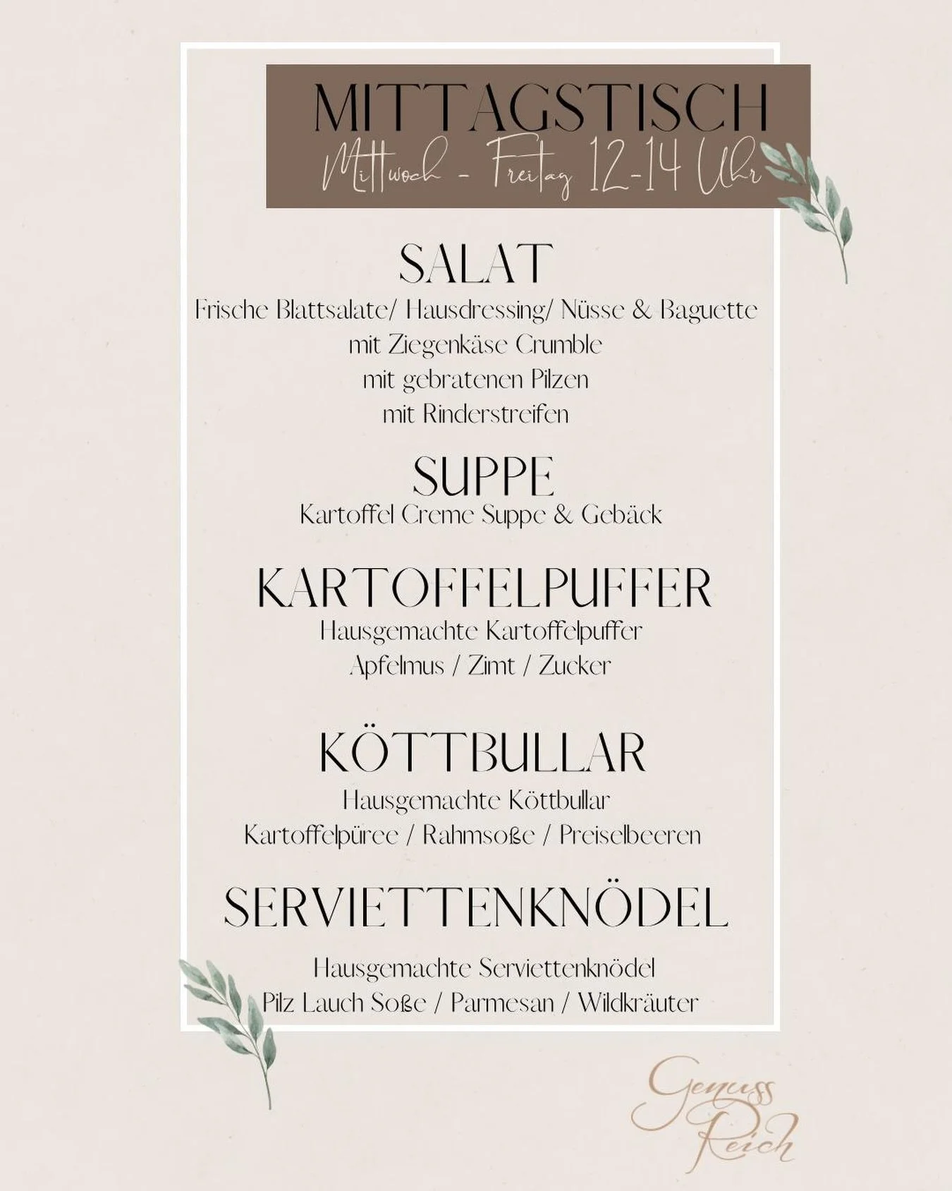 Mittagstisch 🍴

14. - 16. Januar 2026 von 12 bis 14 Uhr

#mittagstisch #caf&eacute; #pause #genussreichseligenstadt #seligenstadt