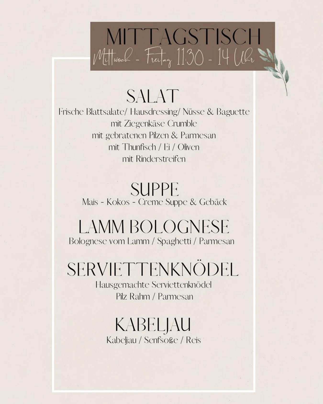 Mittagstisch 🍴

8. - 10. April 2026 von 11:30 Uhr bis 14 Uhr

#mittagstisch #caf&eacute; #pause #genussreichseligenstadt seligenstadt