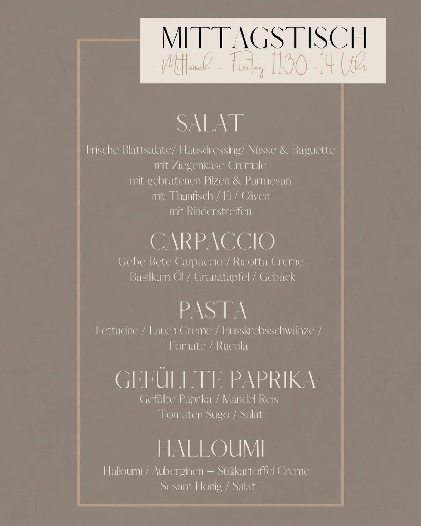 Mittagstisch 🍴

7. - 9. Juli 2026 von 11:30 Uhr bis 14 Uhr

#mittagstisch #caf&eacute; #pause #genussreichseligenstadt #seligenstadt