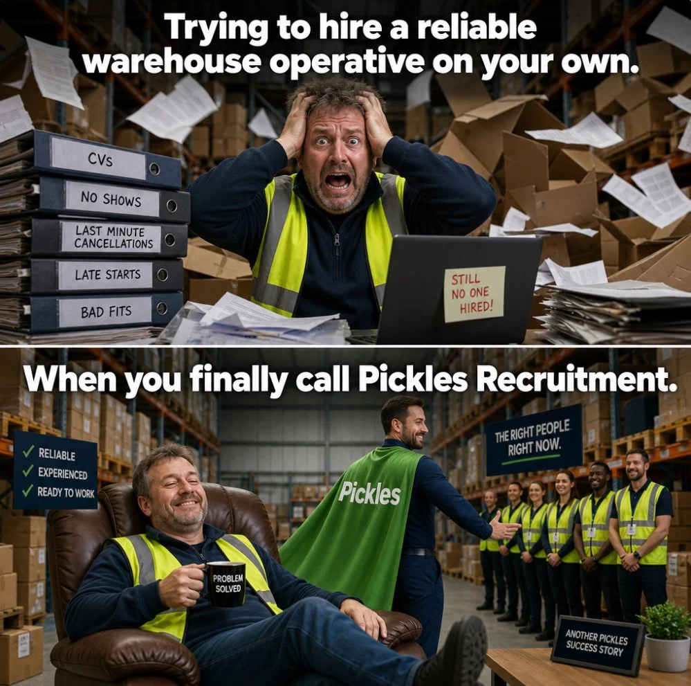 From staffing headaches to problem solved. 💚
Reliable warehouse operatives. Fast. Simple. Effective.
Jobs a gooden 🥒