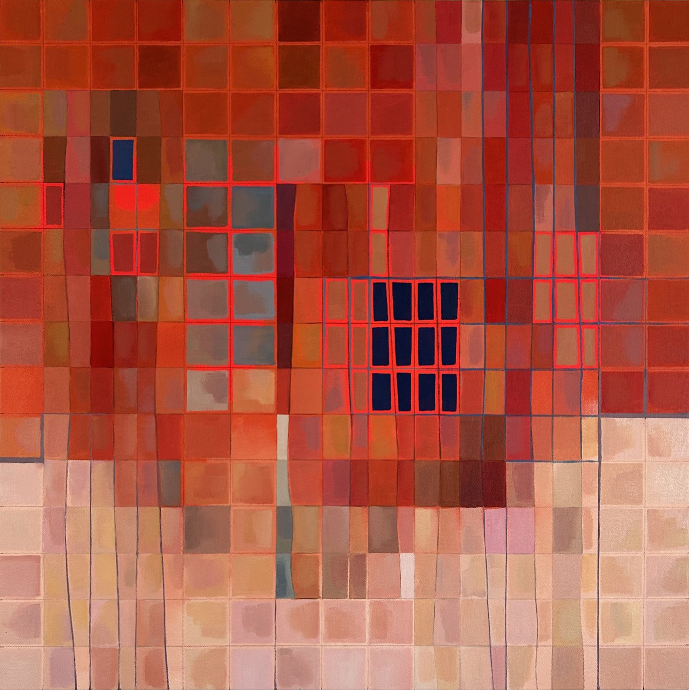 A Nod to Wes Anderson, oil and acrylic on canvas, $2000