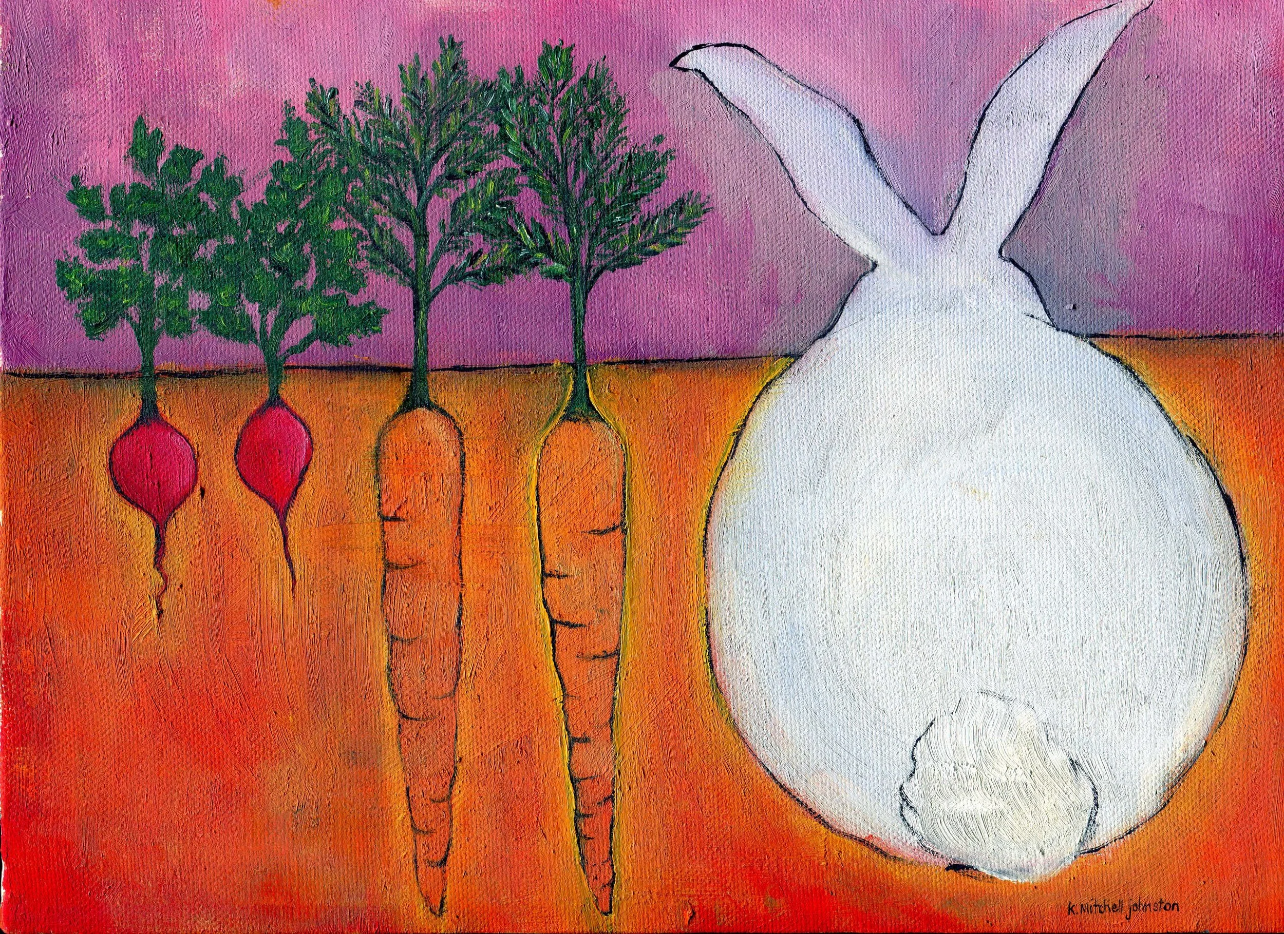 Growing Rabbit, oil on canvas, 9x12, SOLD