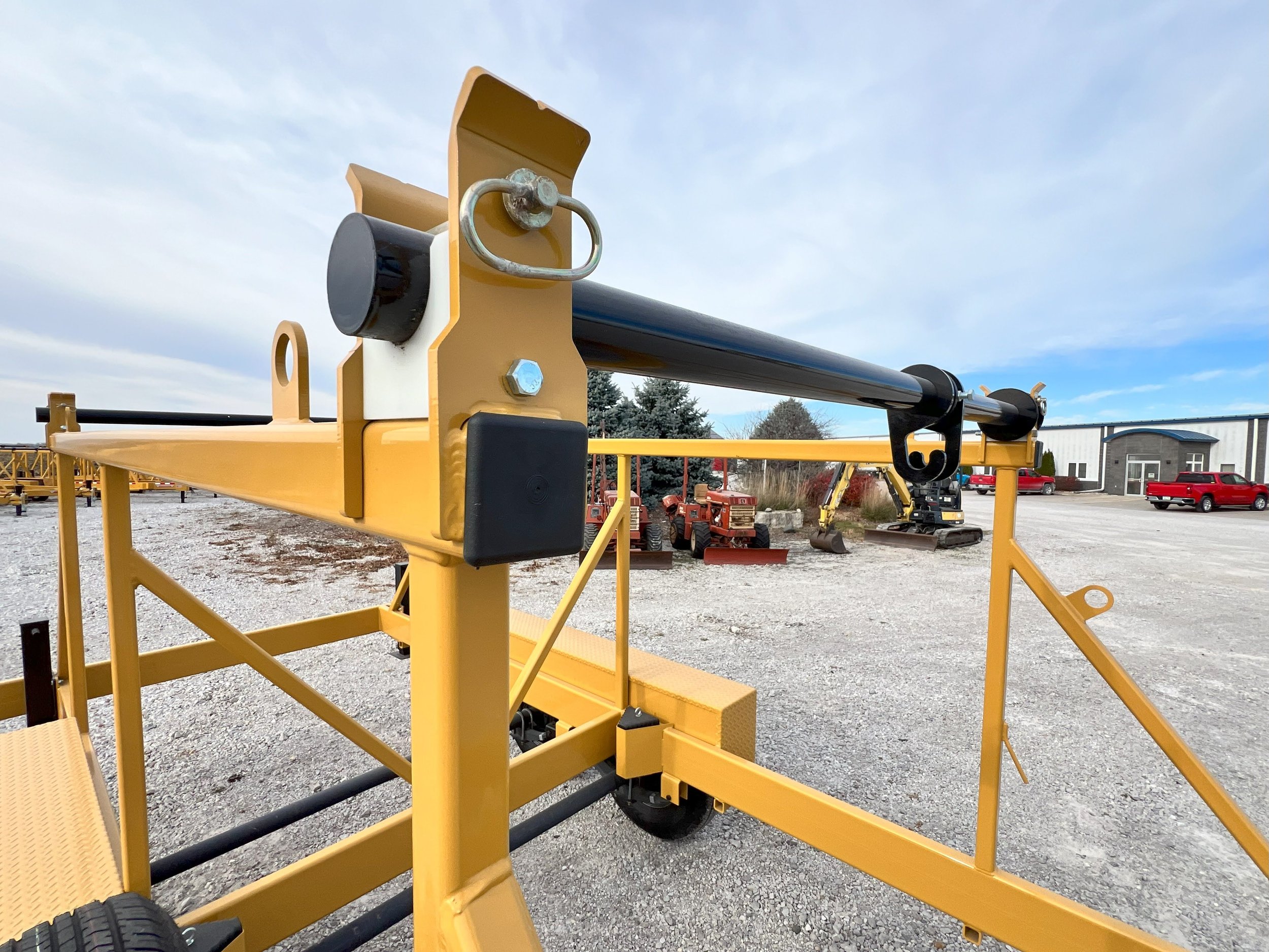 Support Bar view of Double Reel Cable Innerduct Trailer. Used for Transport and installation of utility products.