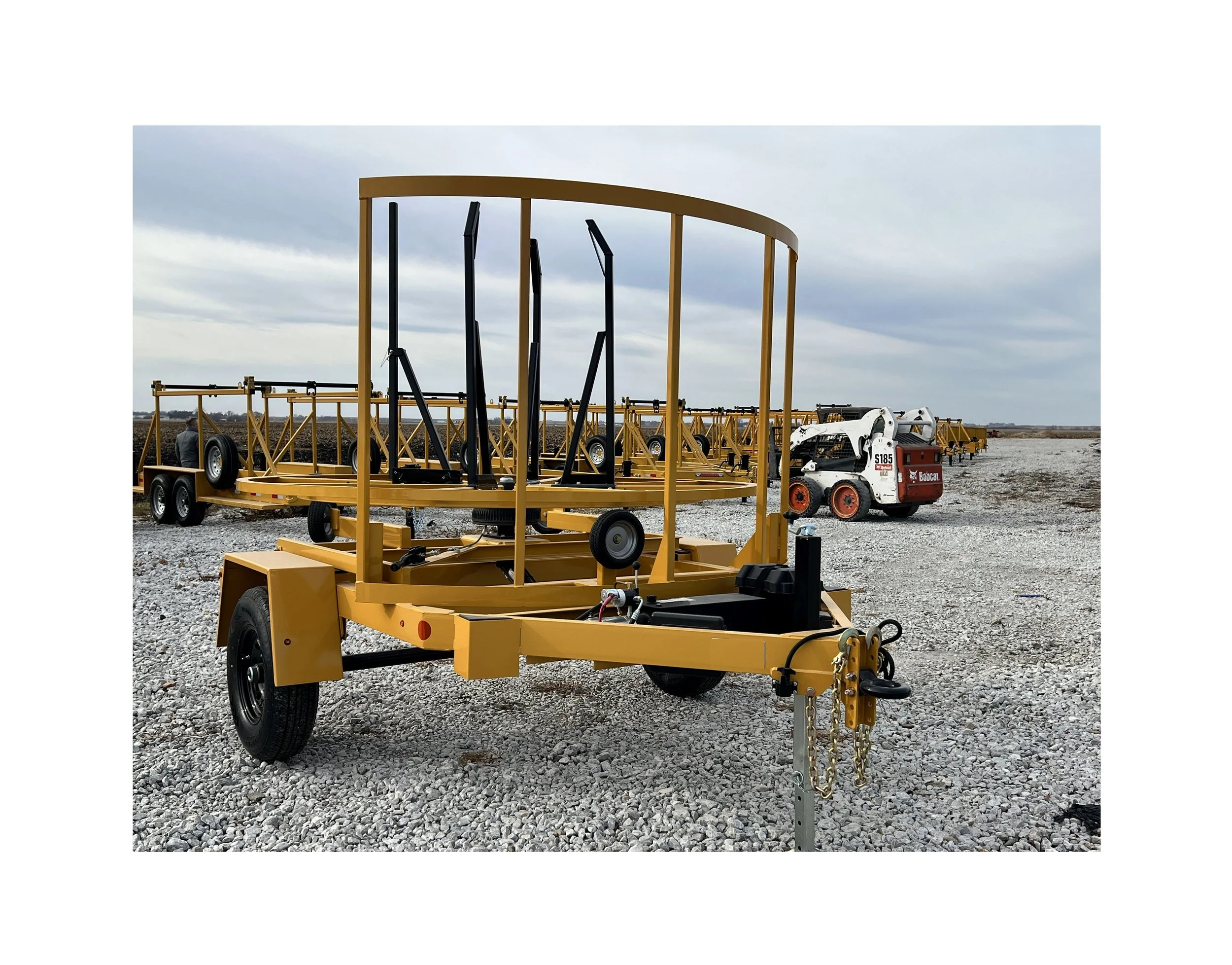 Single Reel 1 to 4 inch Coil Pipe Trailer Front View