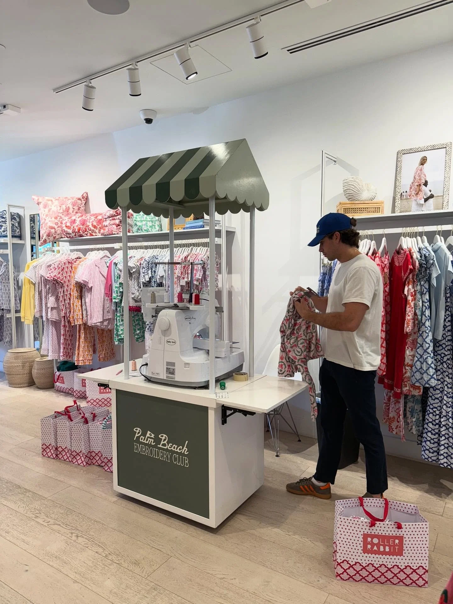 WARNING CHRISTMAS MUSIC IS PLAYING AND PJS ARE BEING EMBROIDERED &hellip; @rollerrabbitofficial today in Palm Beach with their newest Christmas PJ launch! 🎄