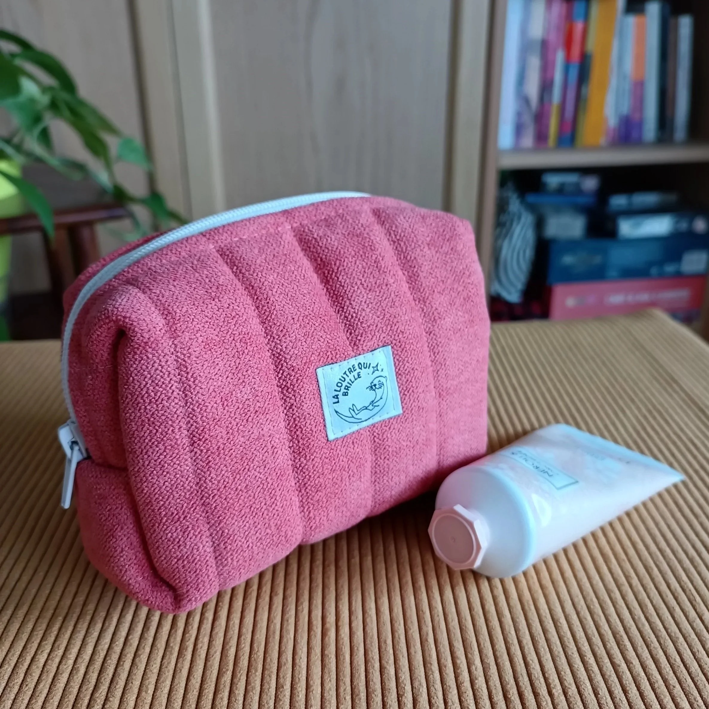 Trousse rectangle - Velours rosé