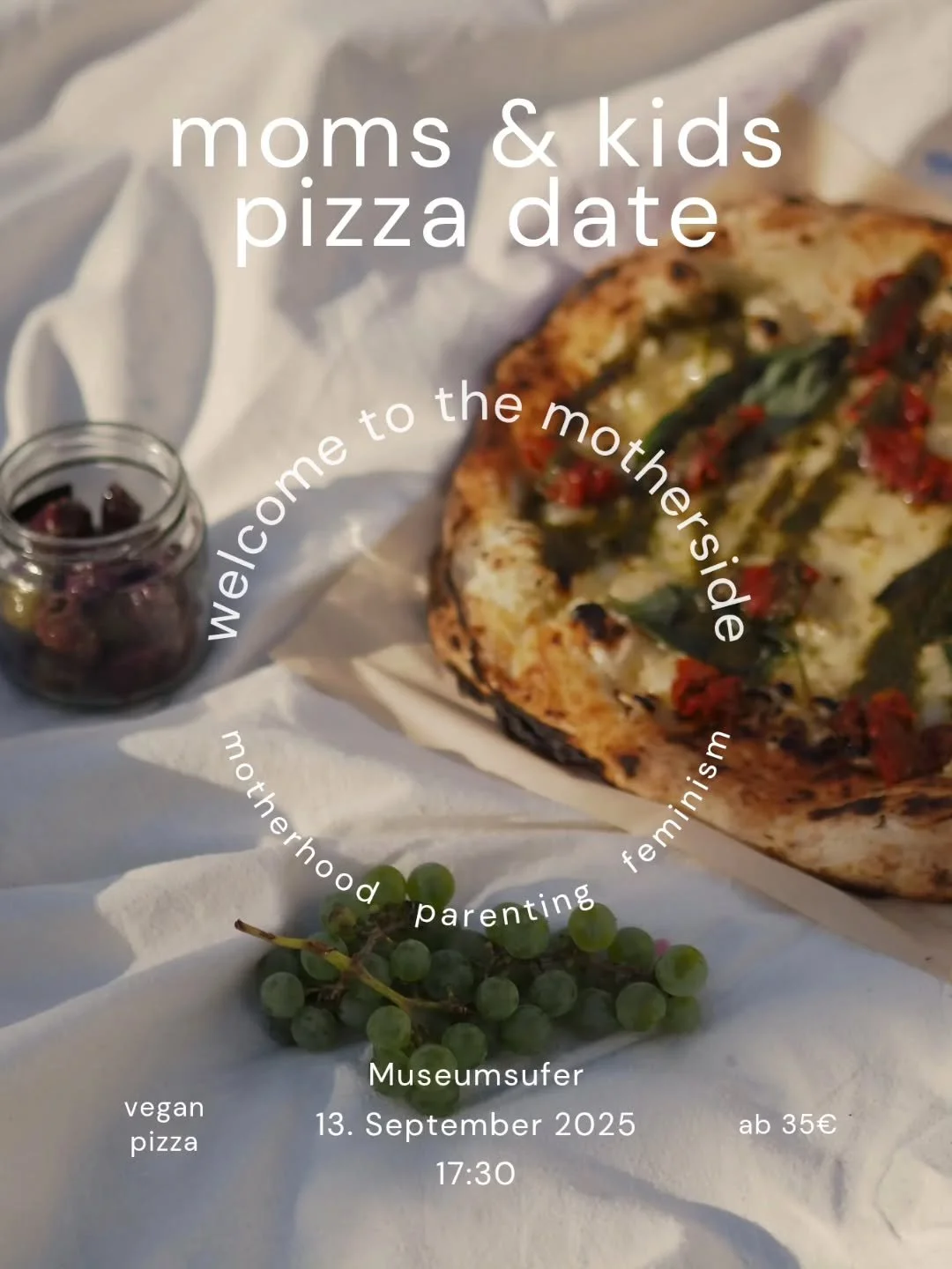 Hey mom, let&rsquo;s break cycles (and have pizza) together! 🍕

Samstag, 13.09.2025 um 17:30 am Museumsufer (der genaue Ort wird kurz vor der Veranstaltung bekannt gegeben)

Kinder haben keinen Platz in der &Ouml;ffentlichkeit - und M&uuml;tter vers