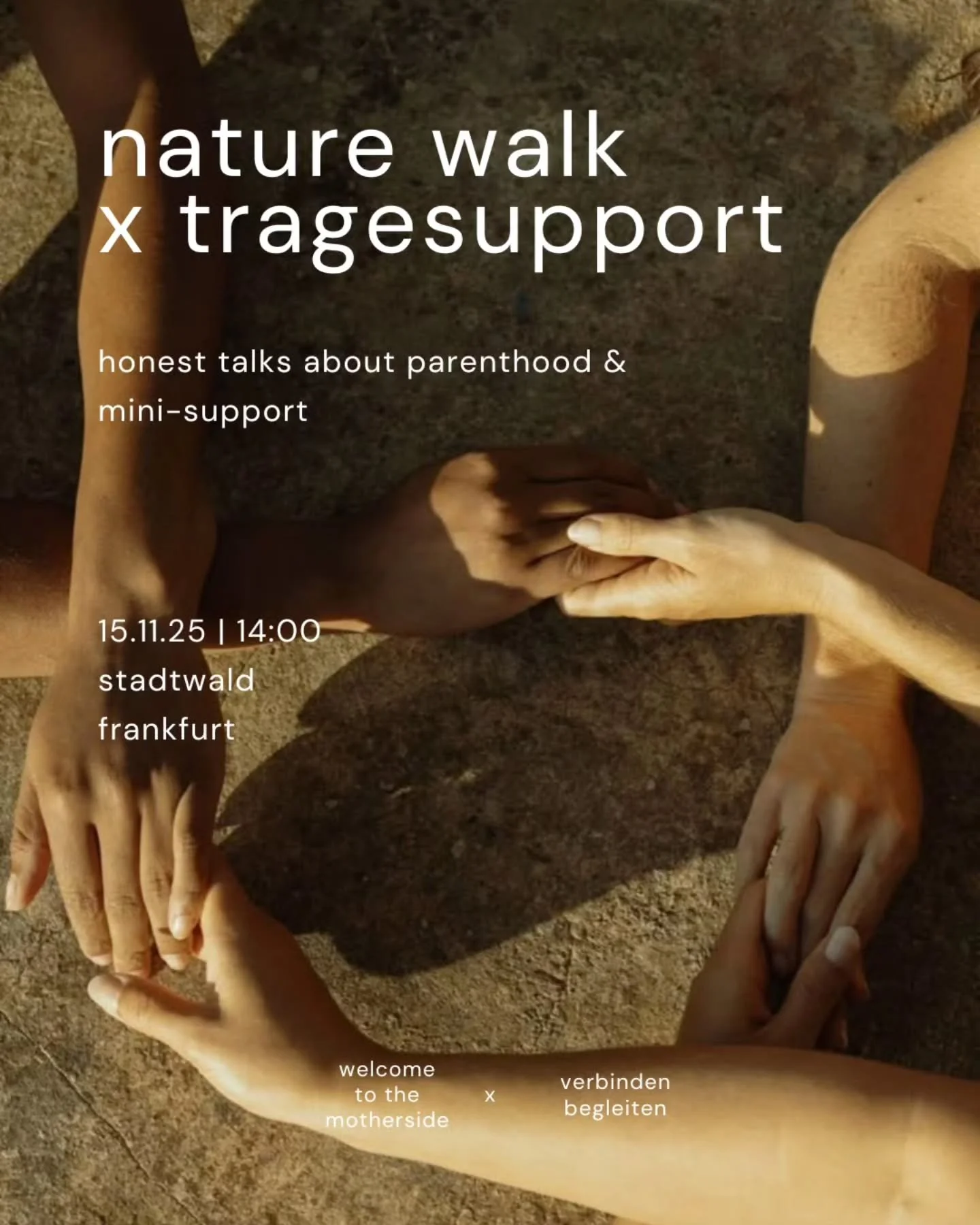 Komm mit uns in den Wald f&uuml;r Austausch und Mini-Support. Bring deine Trage mit, entweder mit Kind am K&ouml;rper oder parallel zum Kinderwagen. Wir sprechen &uuml;ber Herausforderungen in der Elternschaft, bed&uuml;rfnisorientierte Begleitung vo