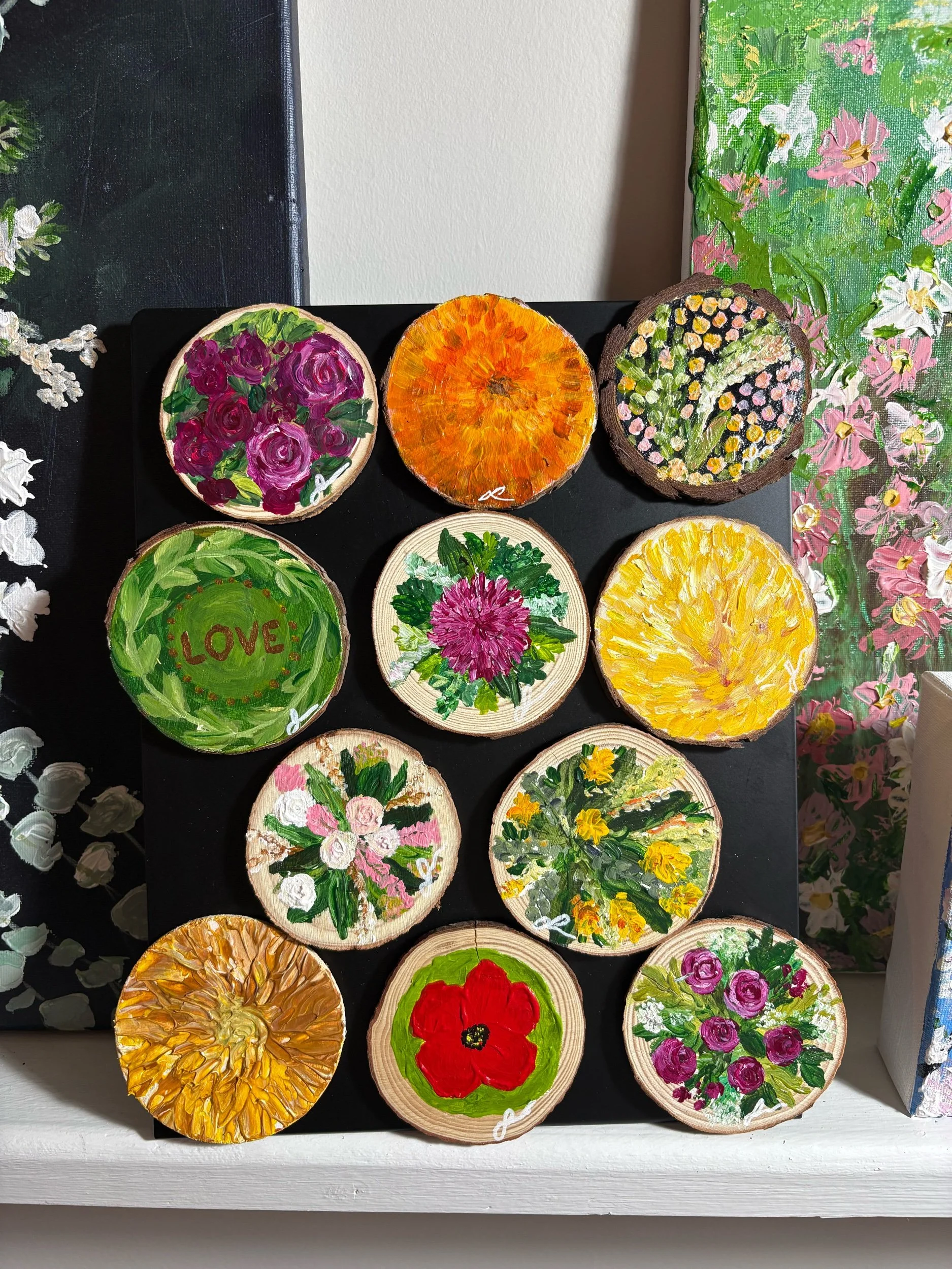 hand painted wooden magnet original art