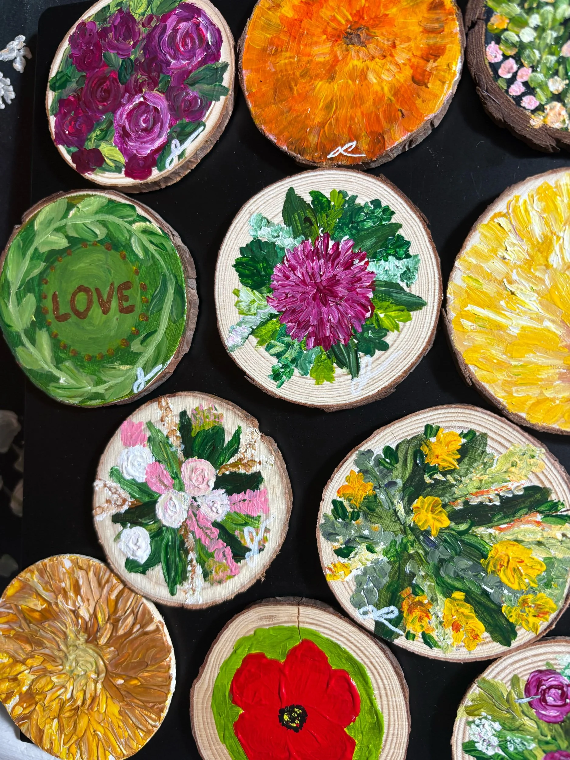 hand painted wooden magnet original art