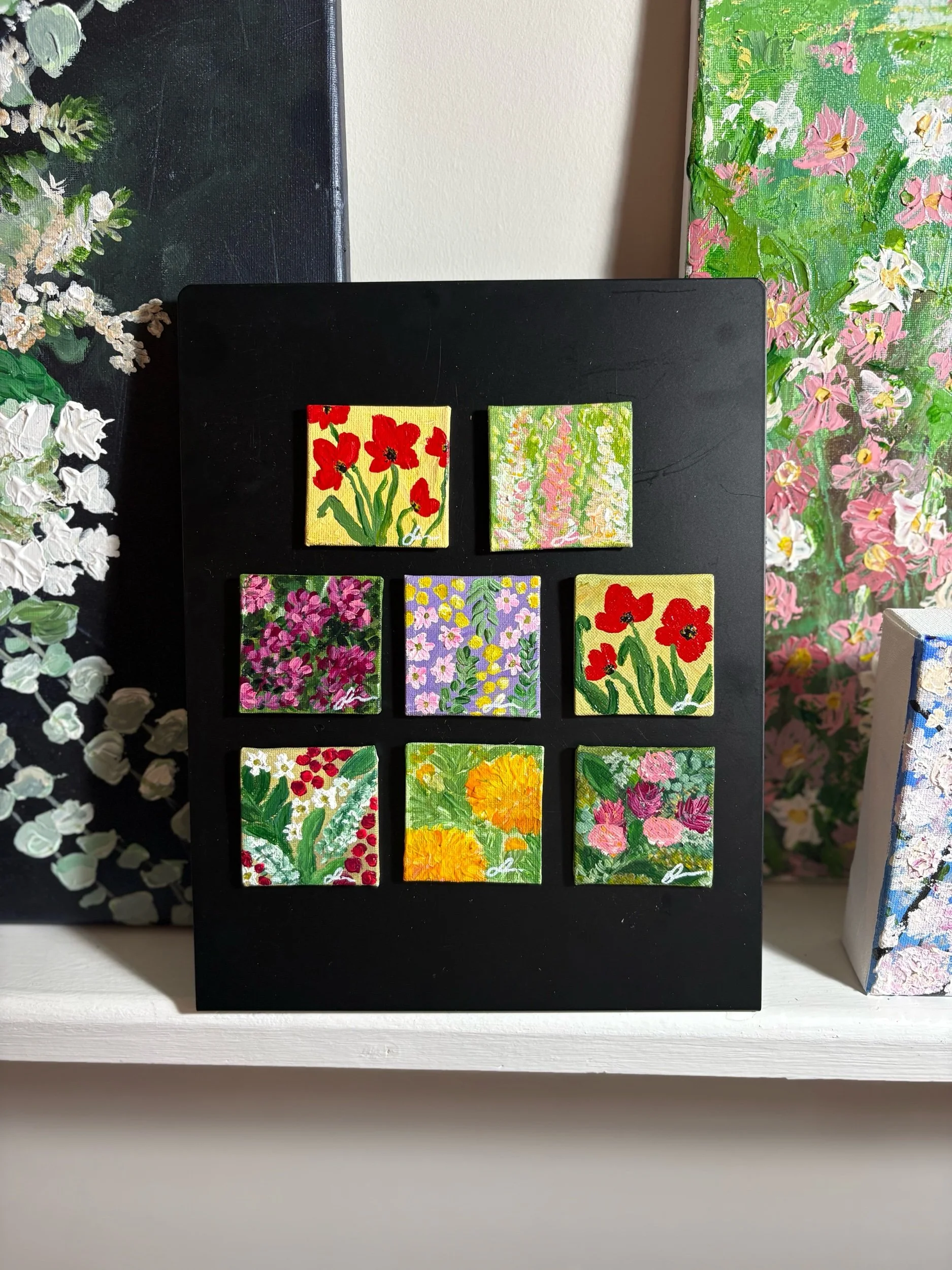 hand painted mini canvas magnet original art