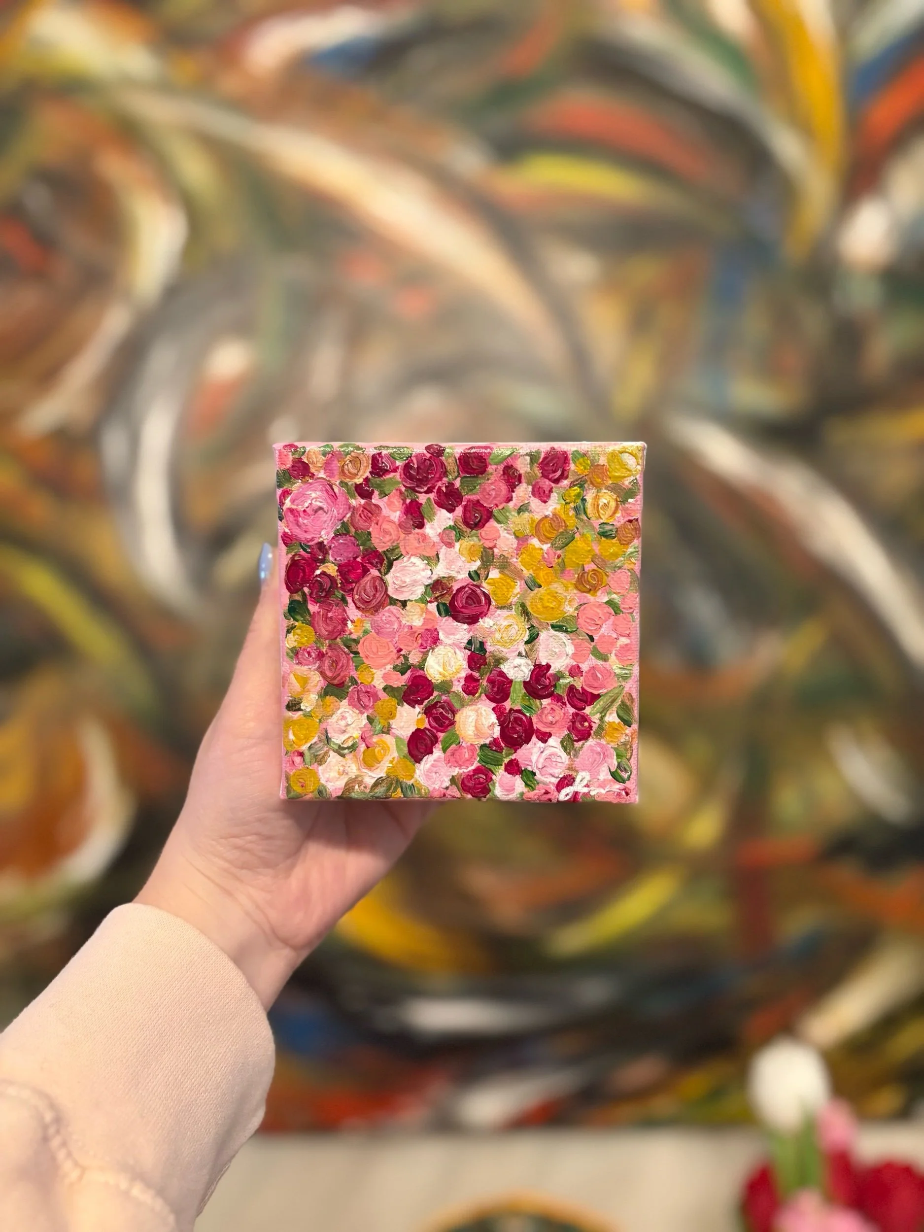 Mini Field of Roses original abstract acrylic painting
