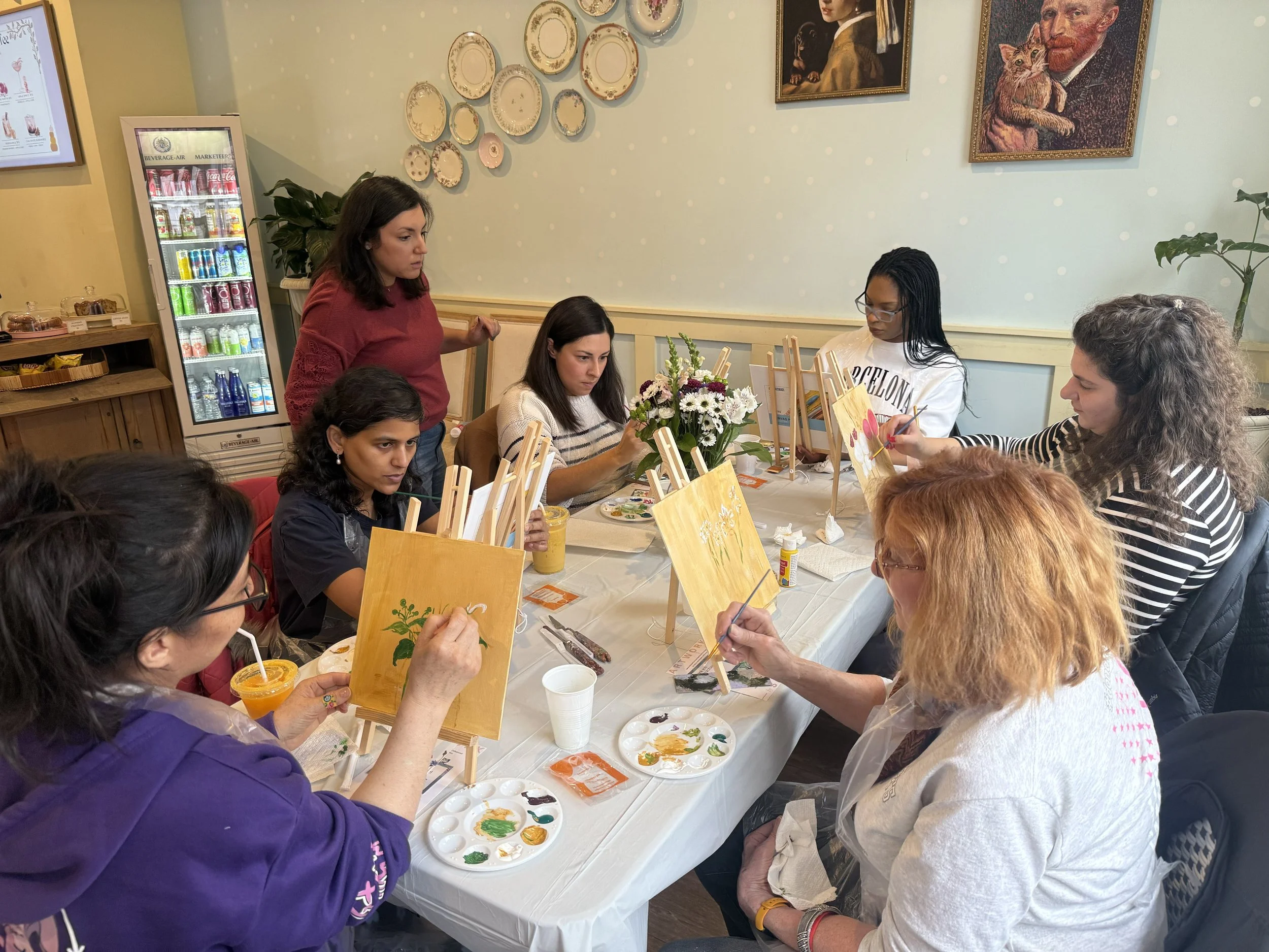 Sip and Paint class in Montgomery County MD with Sahar Boussard