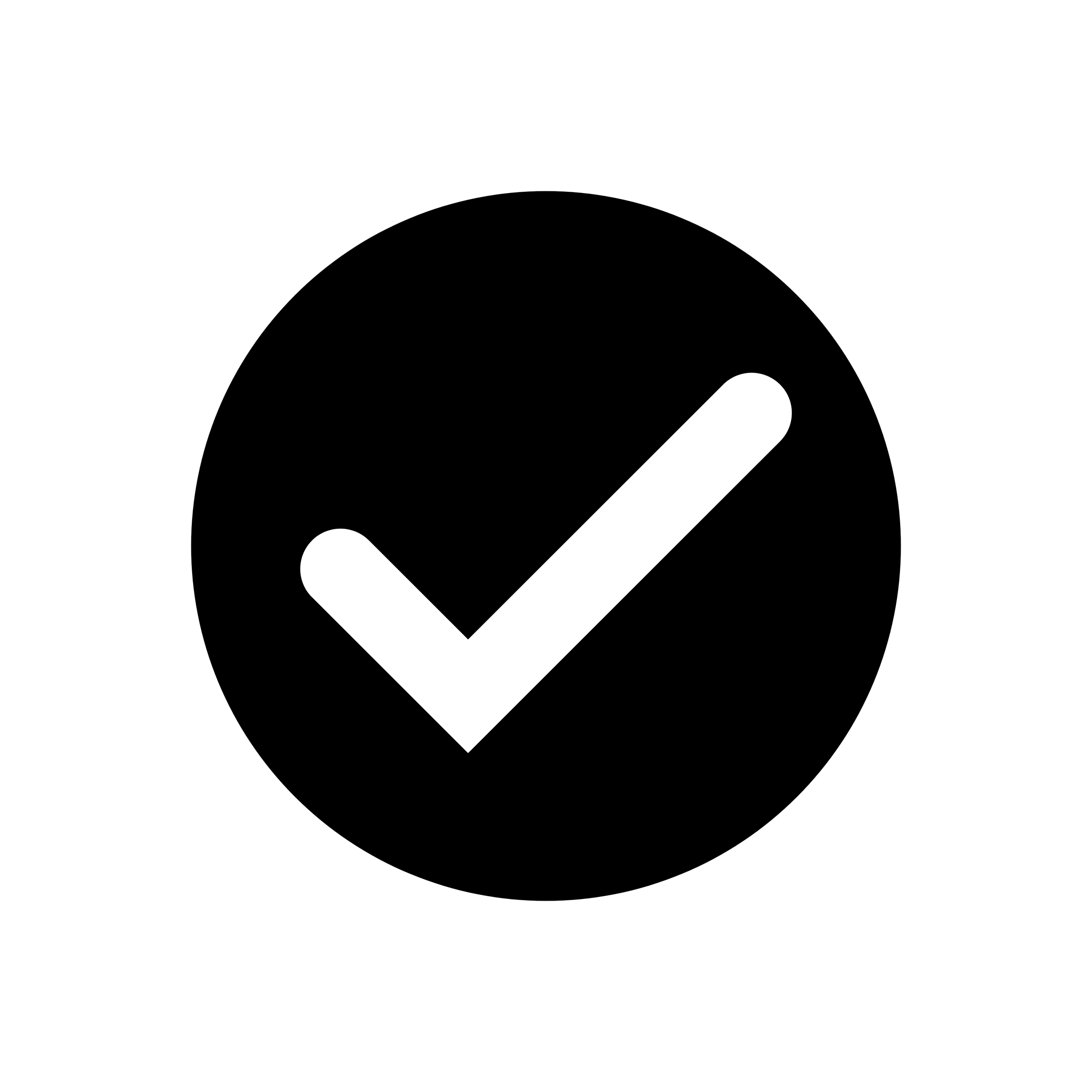 Black background with a white checkmark symbol outlined with a thin line