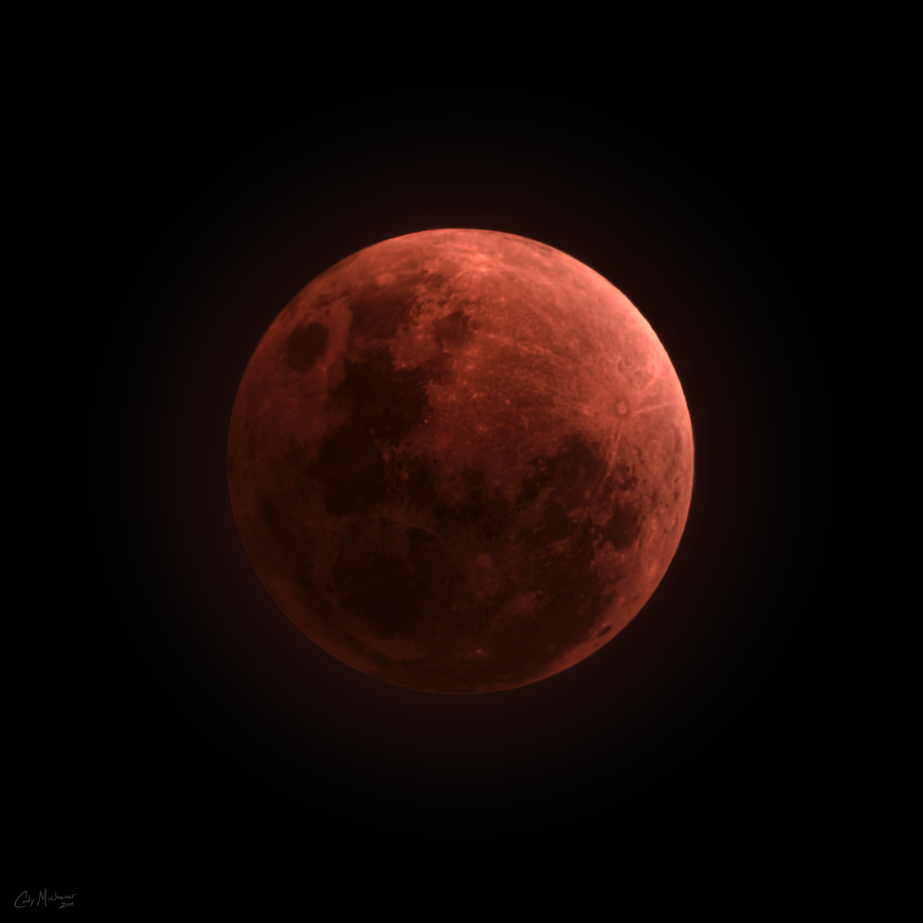 Total Lunar Eclipse - 3/3/26

- Scope: William Optics RedCat 51 
- Camera: ZWO ASI 533MC Pro
- Mount: ZWO AM3
- Exposure: ~2500 Frames (.ser capture)
- No Filters / Bortle 5
