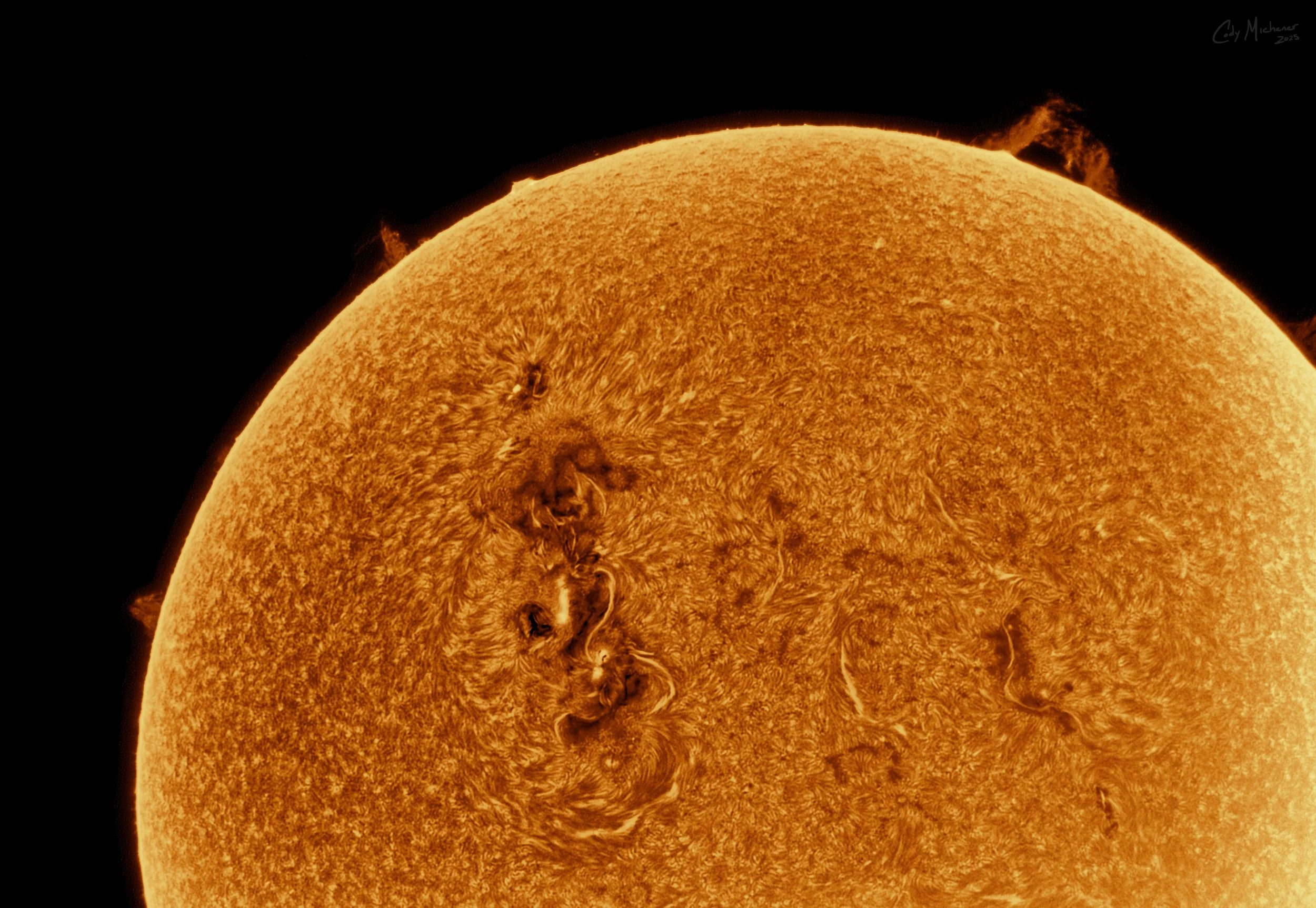 Sol (Sunspot Complex AR 4294-4296) - 12/7/25

- Scope: LS50THa (Double Stacked)
- Camera: Apollo 428M Max
- Mount: ZWO AM3
- Barlow: 5x Televue Powermate