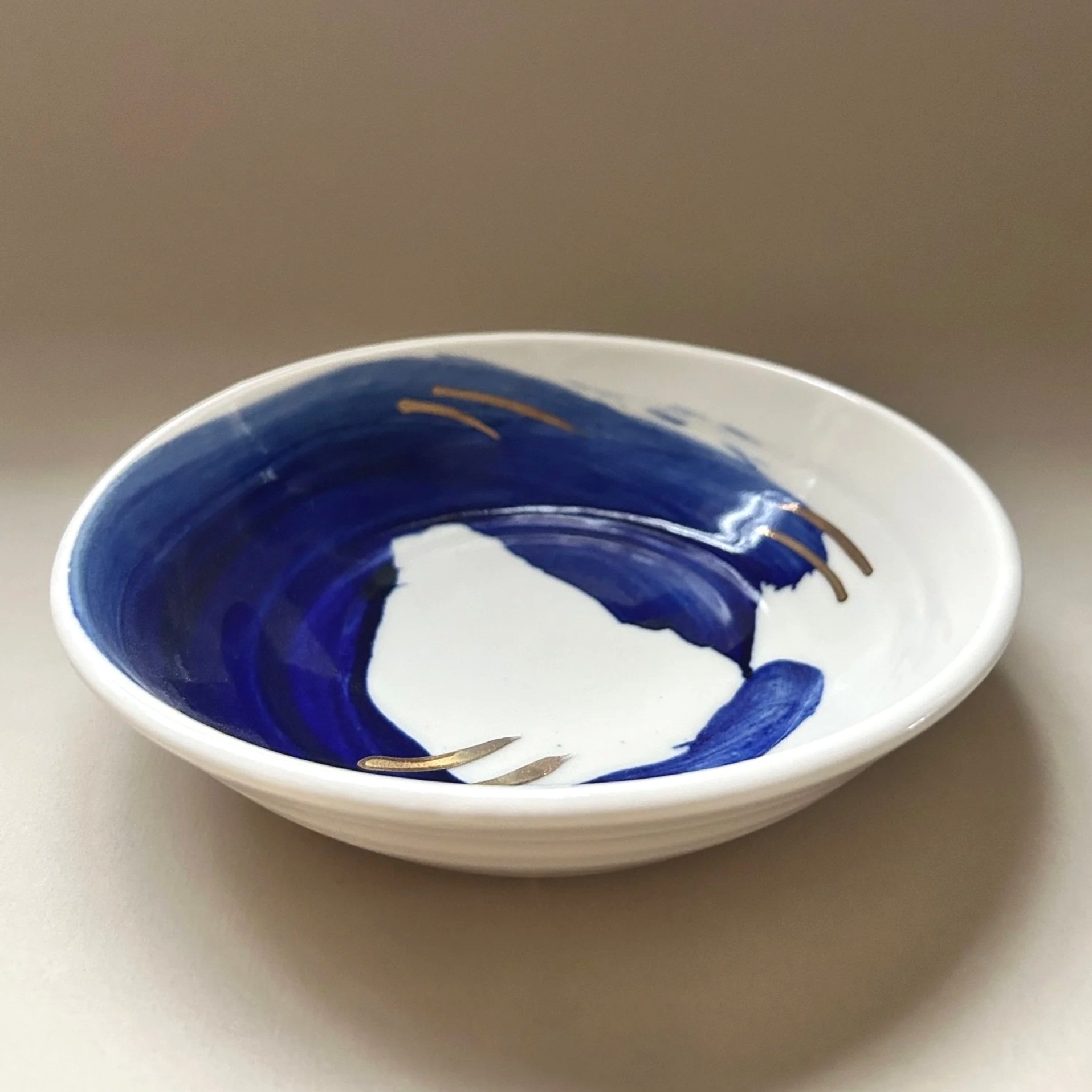 Porcelain Cobalt and Gold Lustre small Bowl