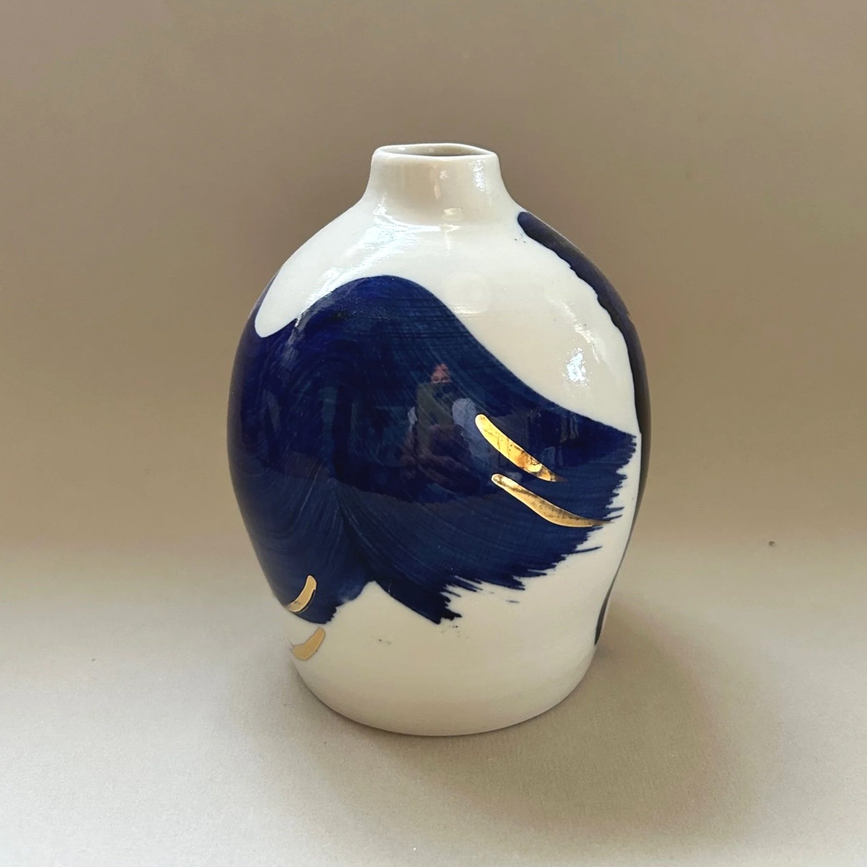 Cobalt Blue and Gold Lustre Bottle