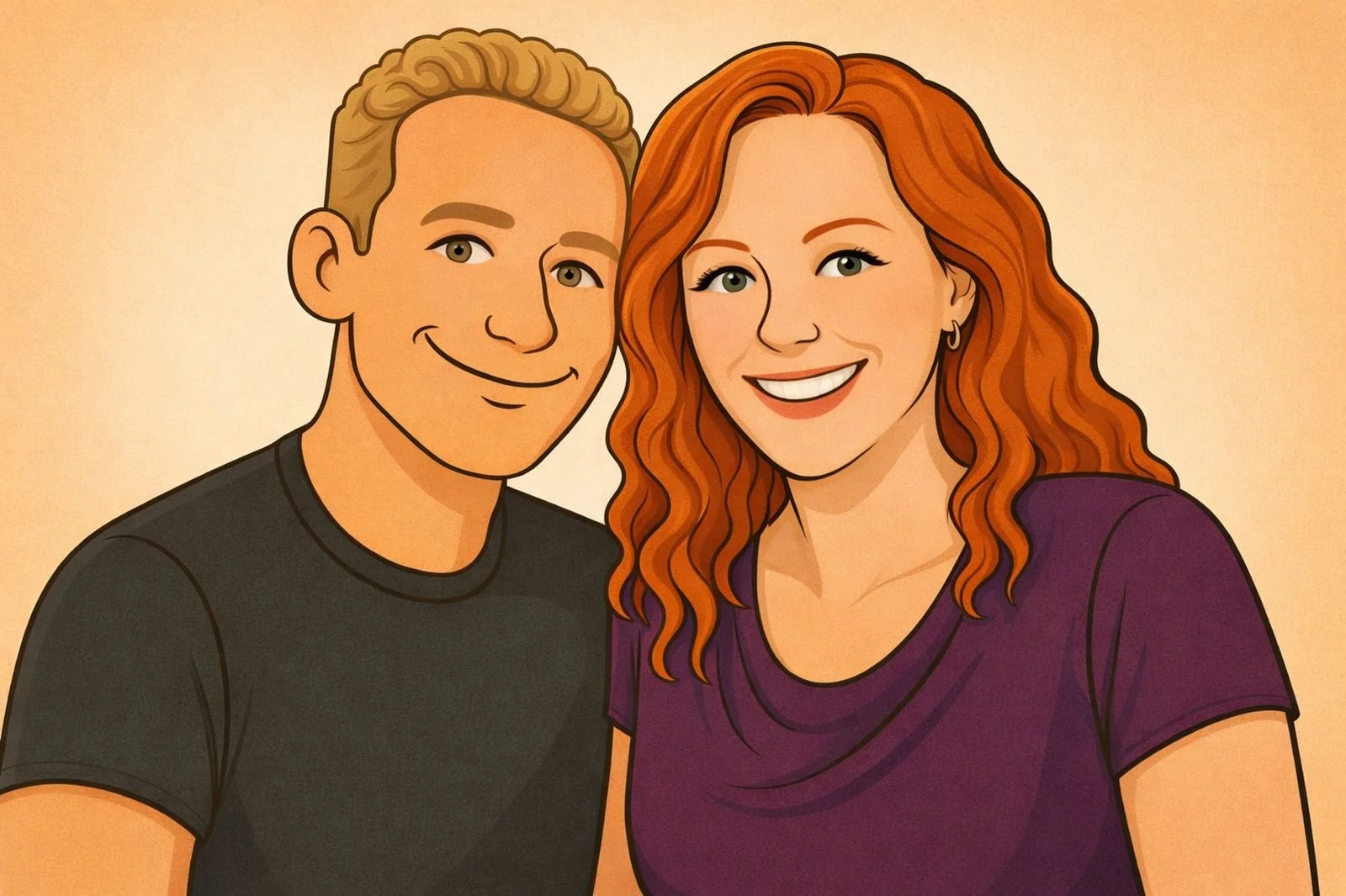 Cartoon image of Jen Siladi and her husband representing ADHD in Marriage